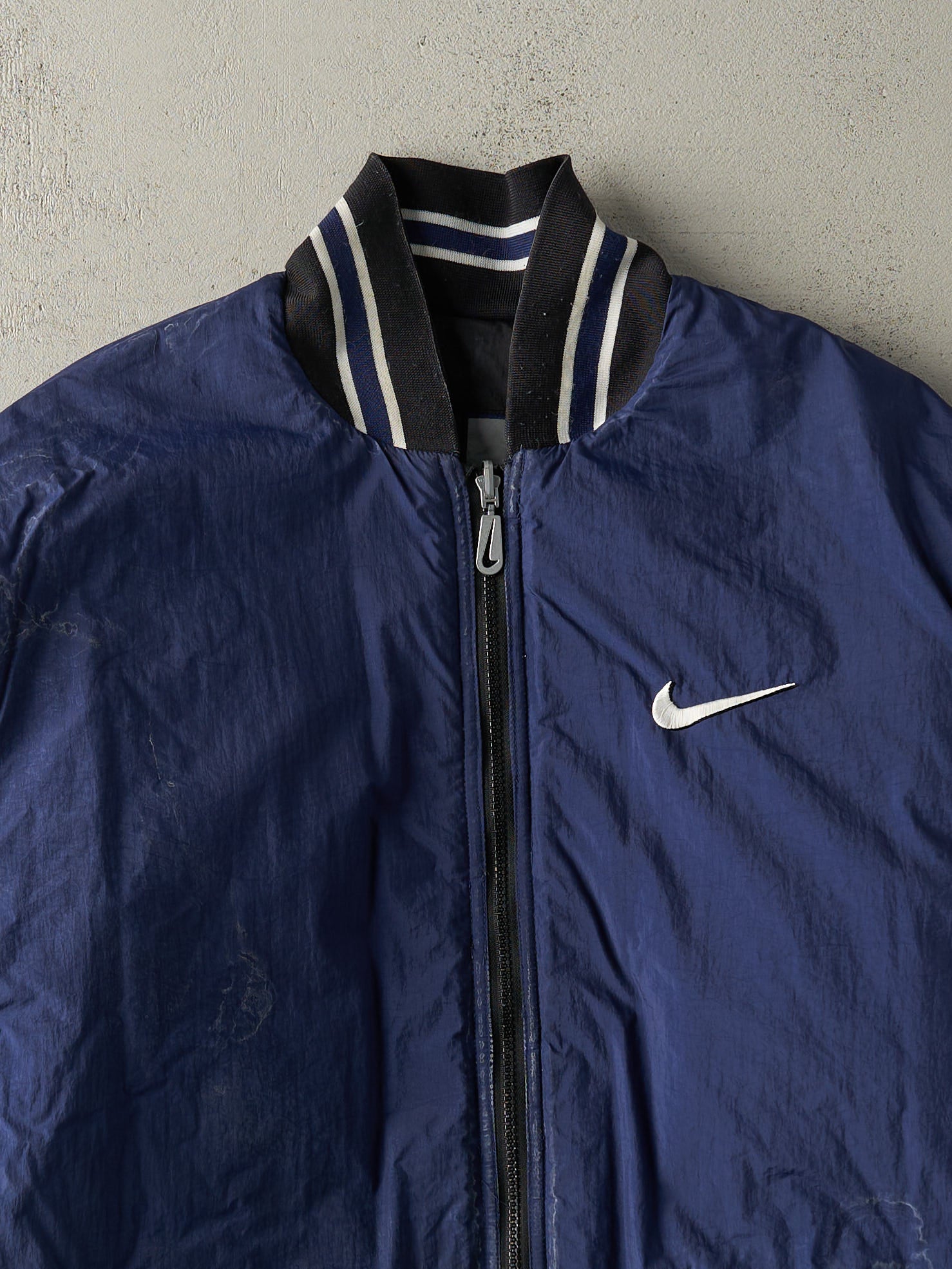 Vintage 90s Navy Blue & Black Reversible Nike Puffer Jacket (L/XL)