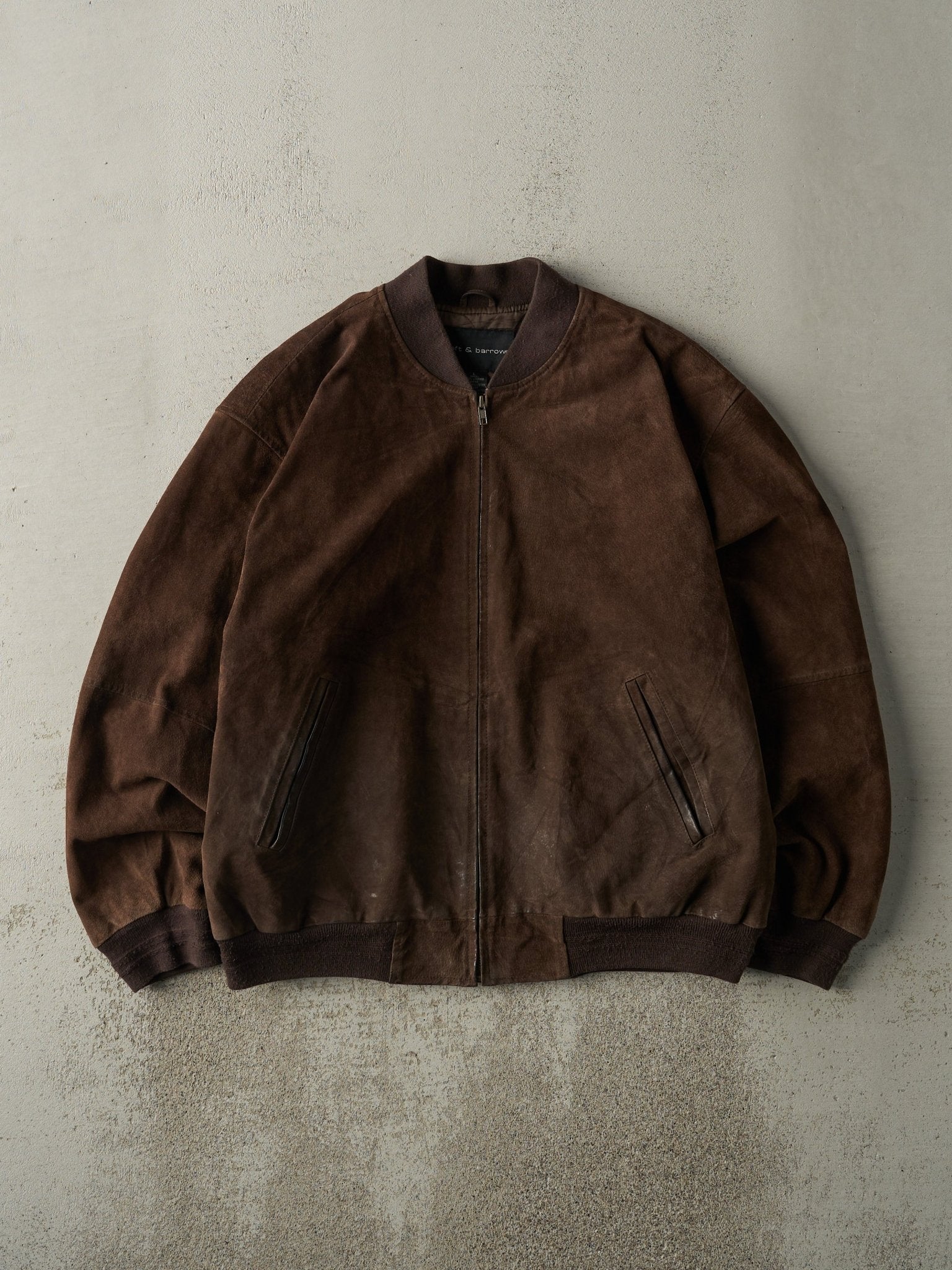 Vintage Y2K Brown Suede Bomber Jacket (L)