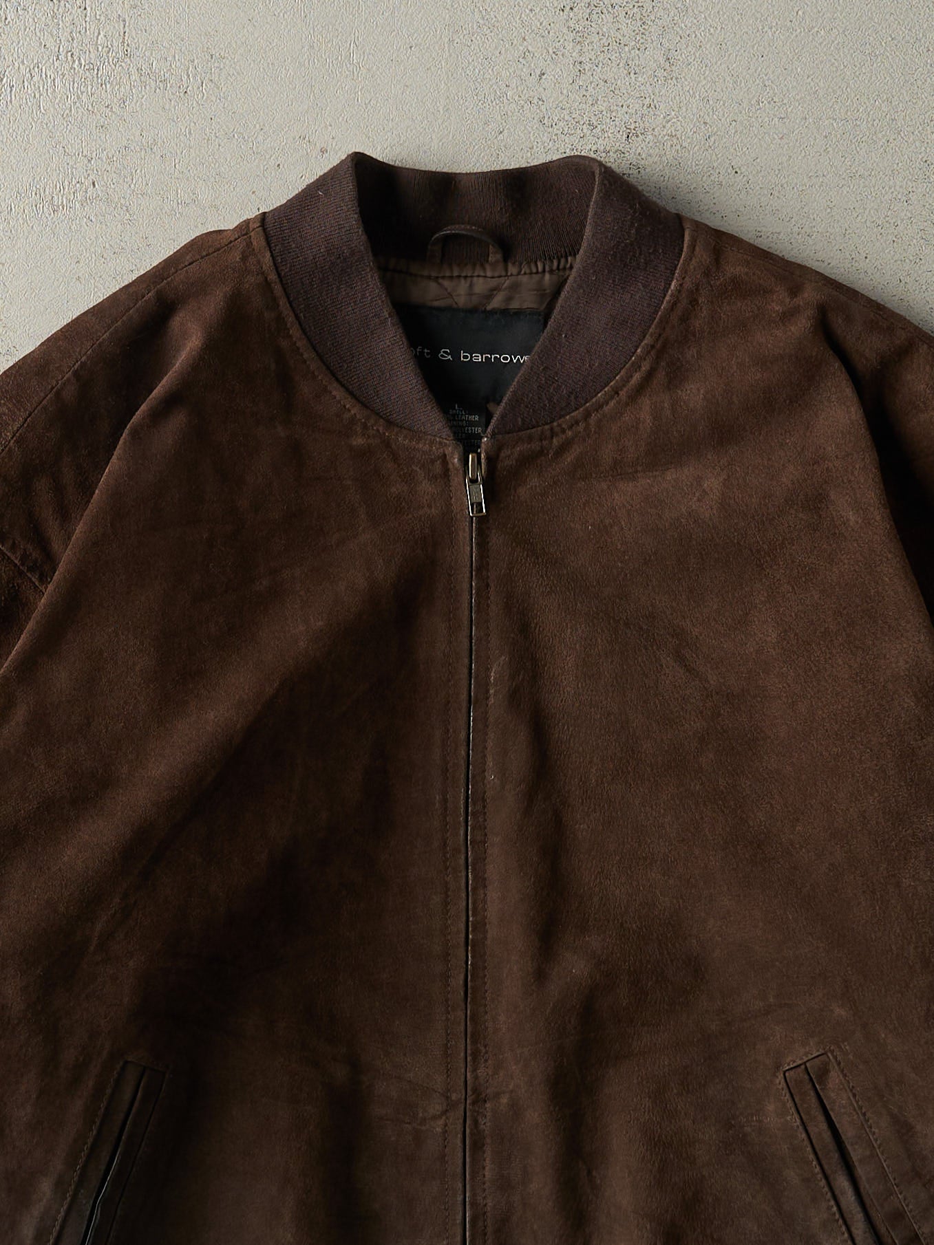 Vintage Y2K Brown Suede Bomber Jacket (L)