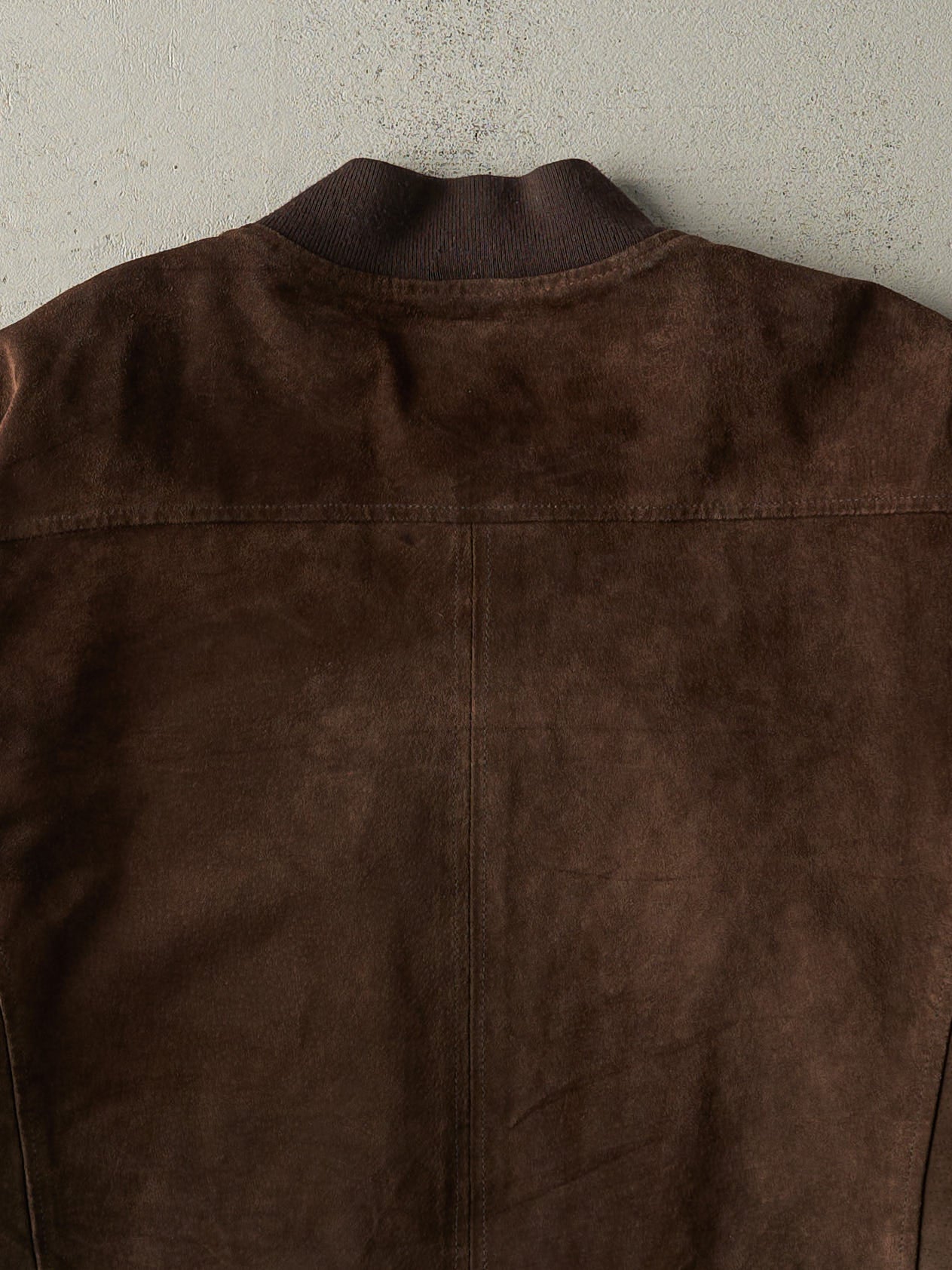 Vintage Y2K Brown Suede Bomber Jacket (L)