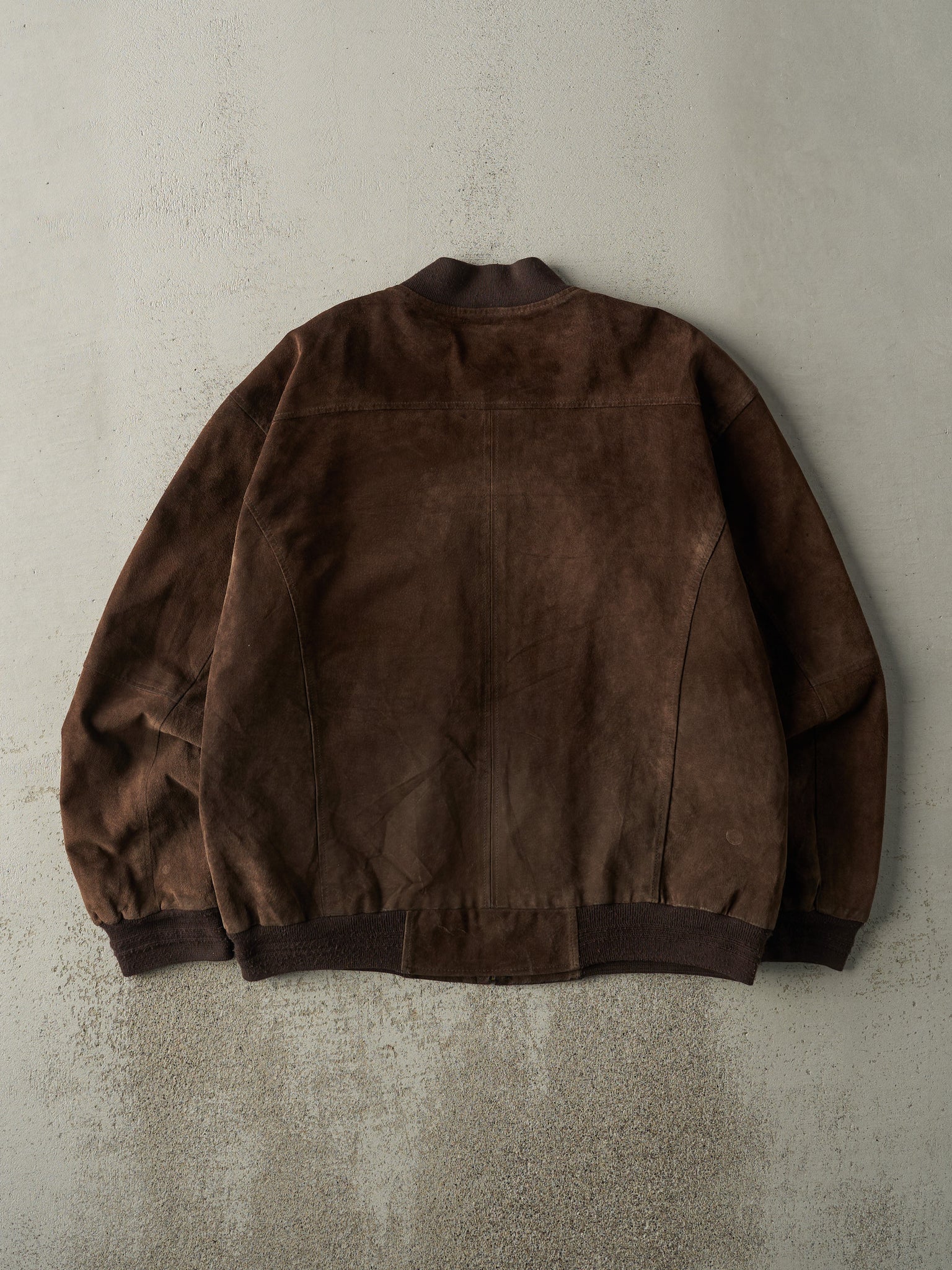 Vintage Y2K Brown Suede Bomber Jacket (L)