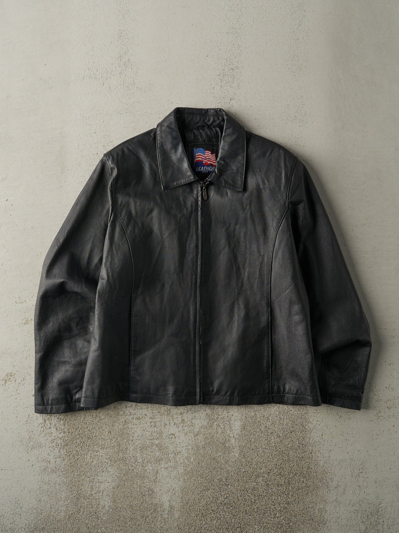 Vintage 90s Black USA Leather Leather Jacket (M)