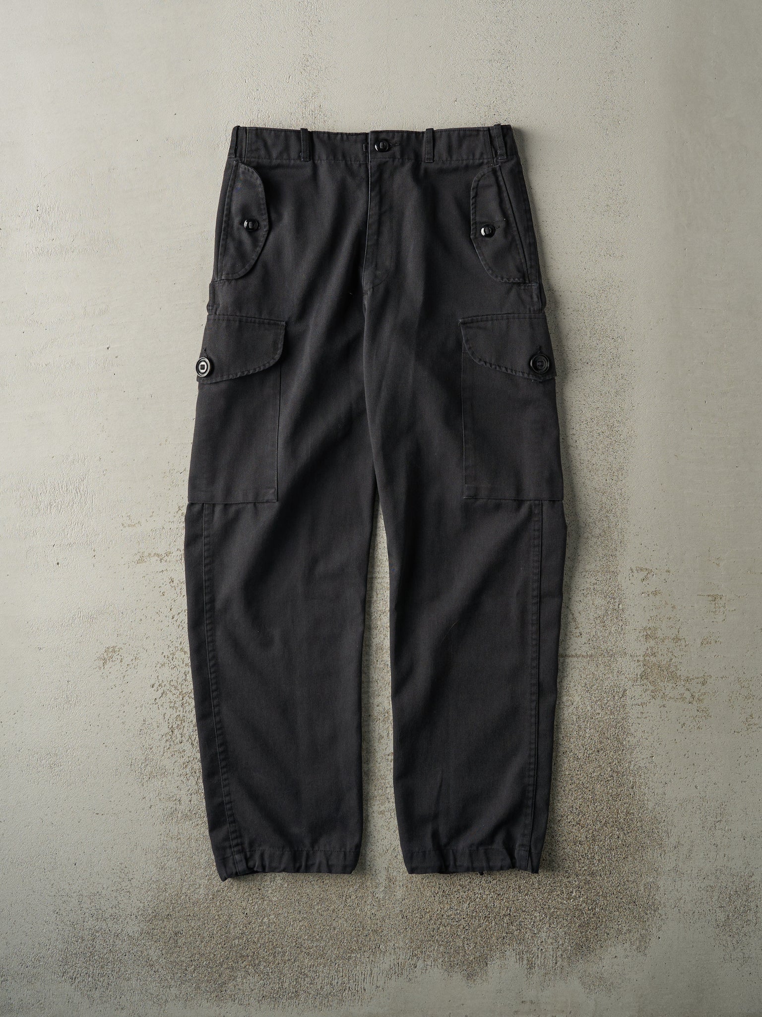 Vintage 90s Faded Black Military Cargo Pants (32x29.5)