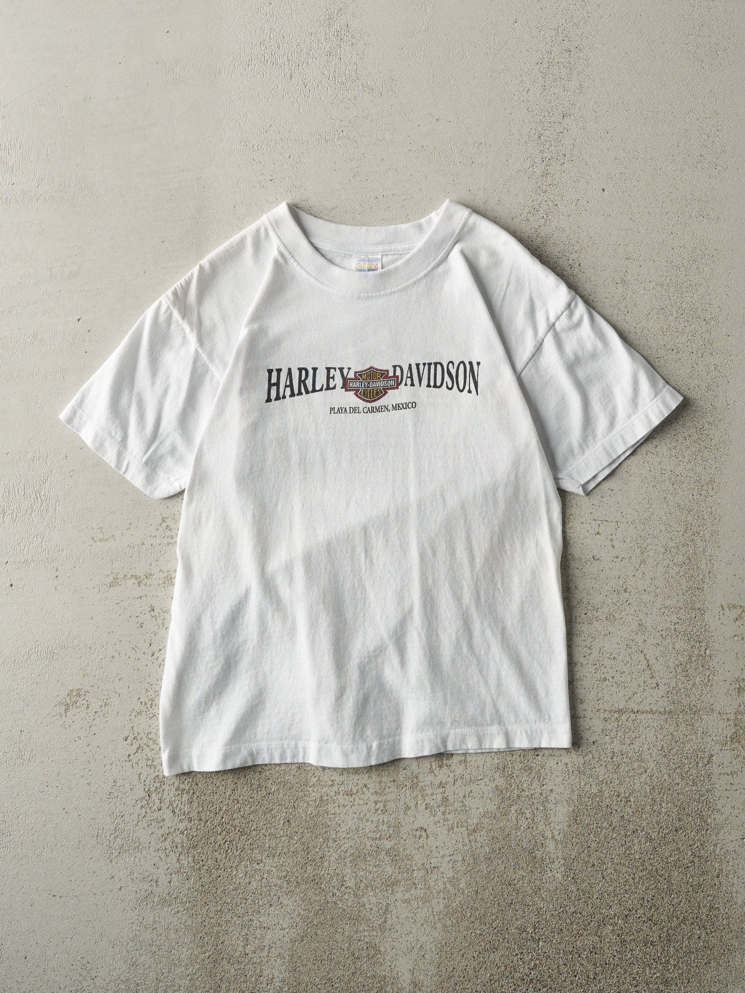 Vintage 90s White Playa Del Carmen Harley Davidson Tee (S)