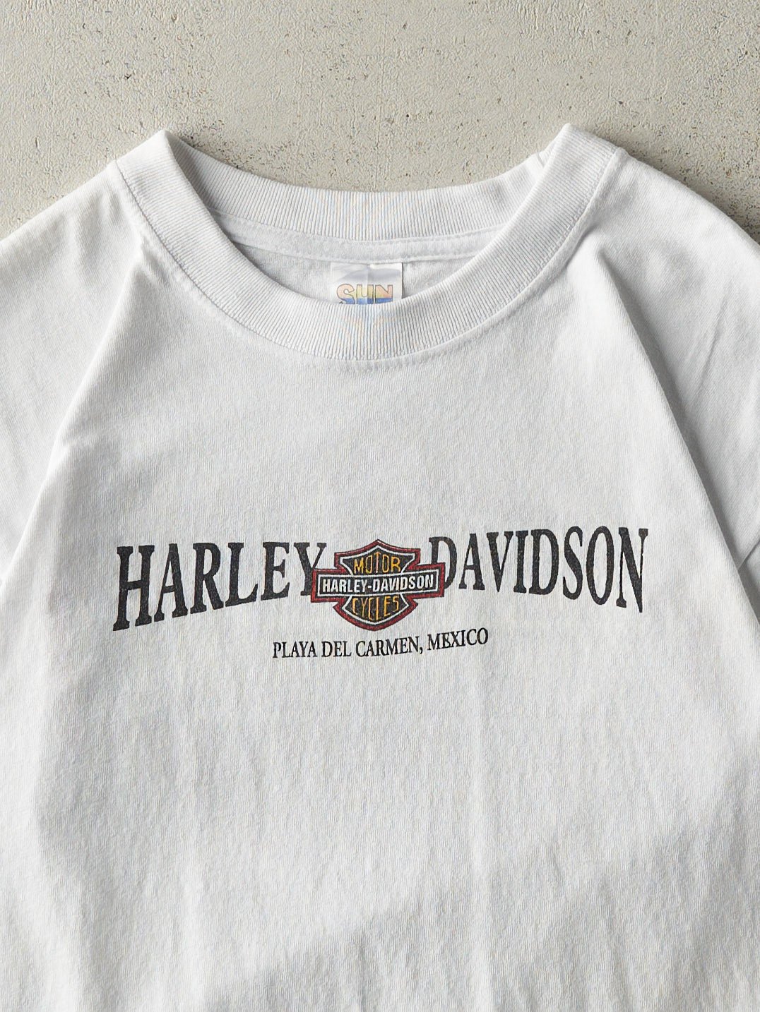 Vintage 90s White Playa Del Carmen Harley Davidson Tee (S)
