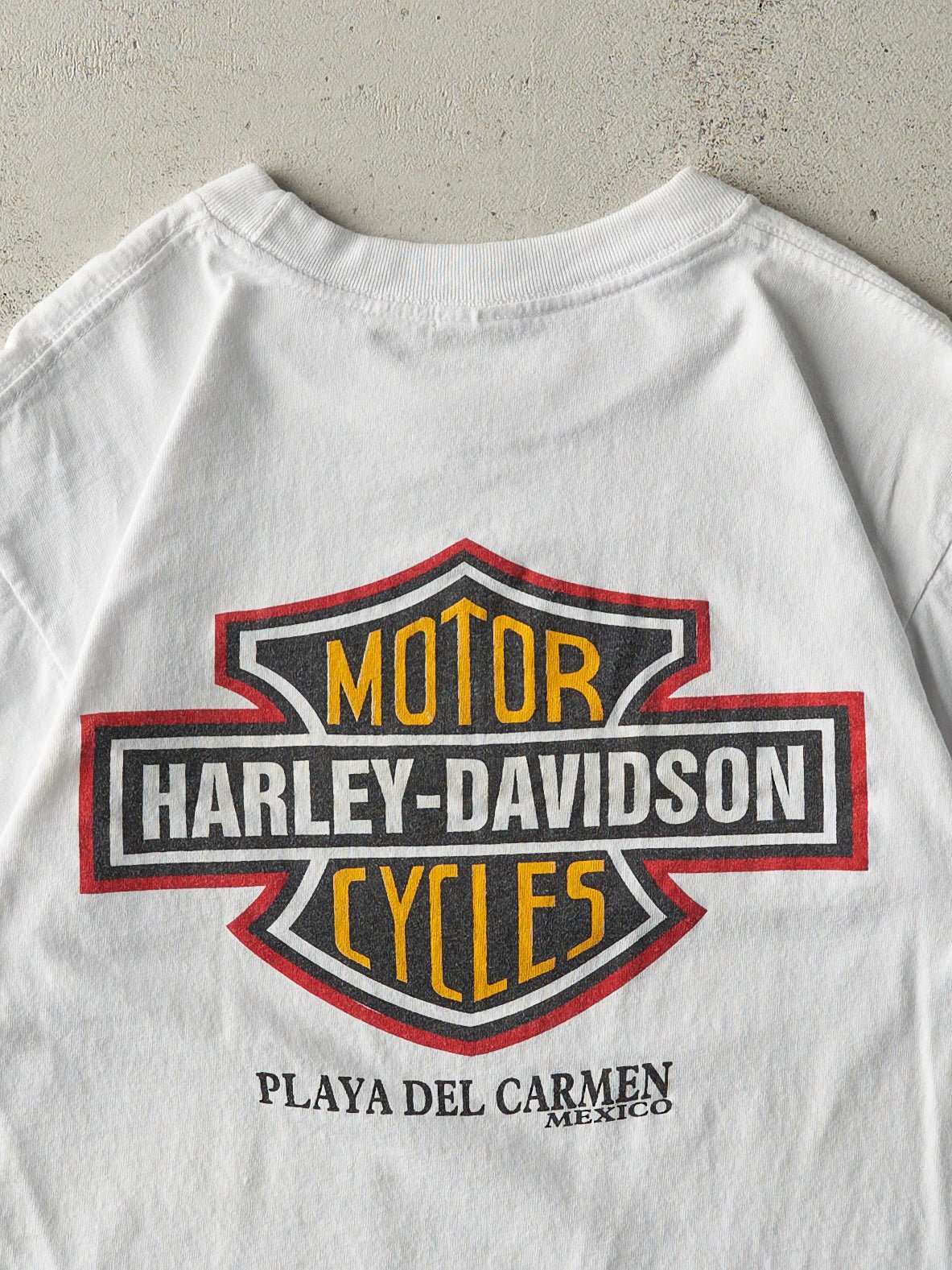 Vintage 90s White Playa Del Carmen Harley Davidson Tee (S)