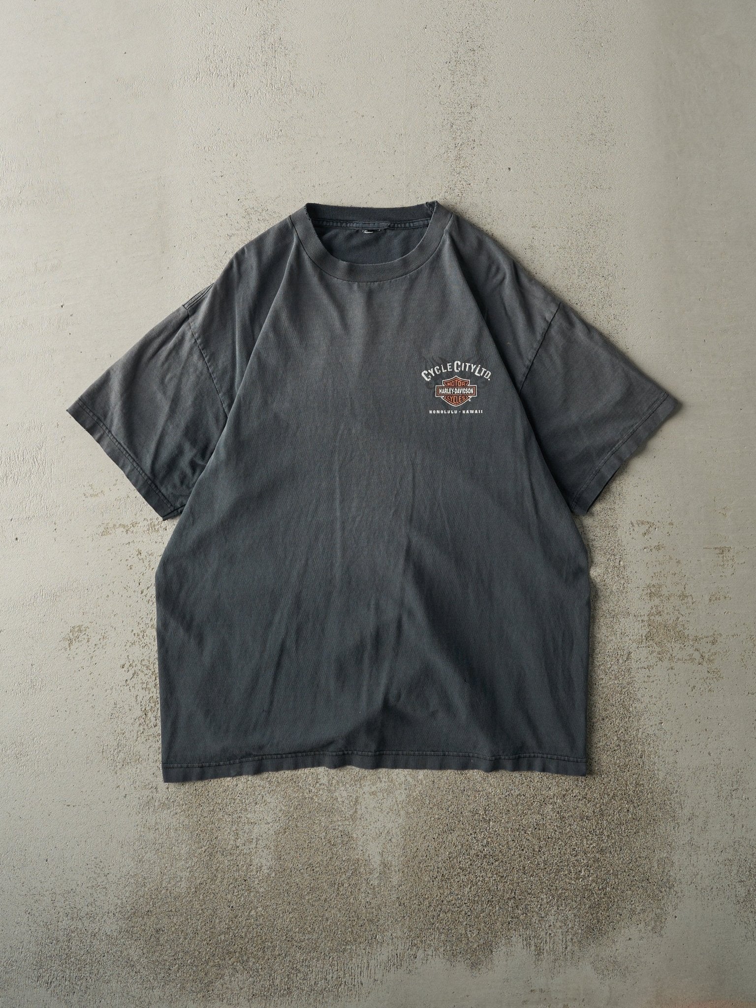 Vintage Y2K Charcoal Grey Honolulu Hawaii Harley Davidson Tee (L)
