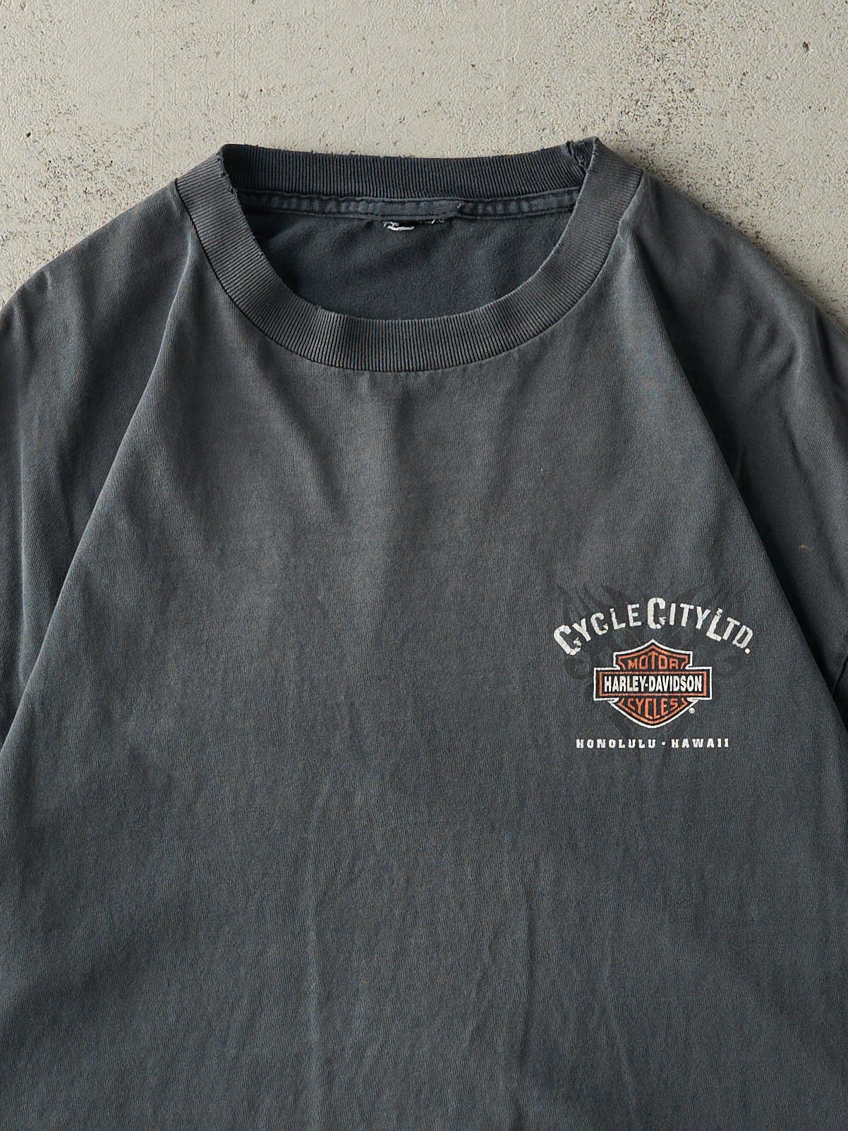 Vintage Y2K Charcoal Grey Honolulu Hawaii Harley Davidson Tee (L)