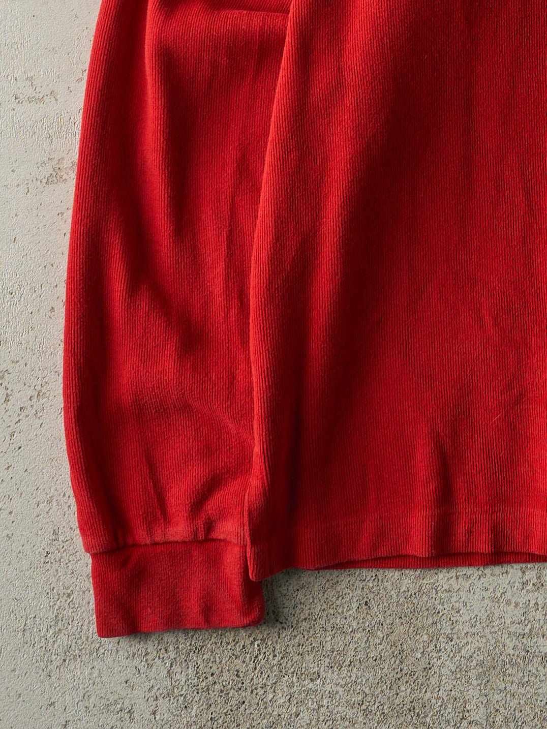 Vintage 90s Red Polo Quarter Button Thermal Long Sleeve (L/XL