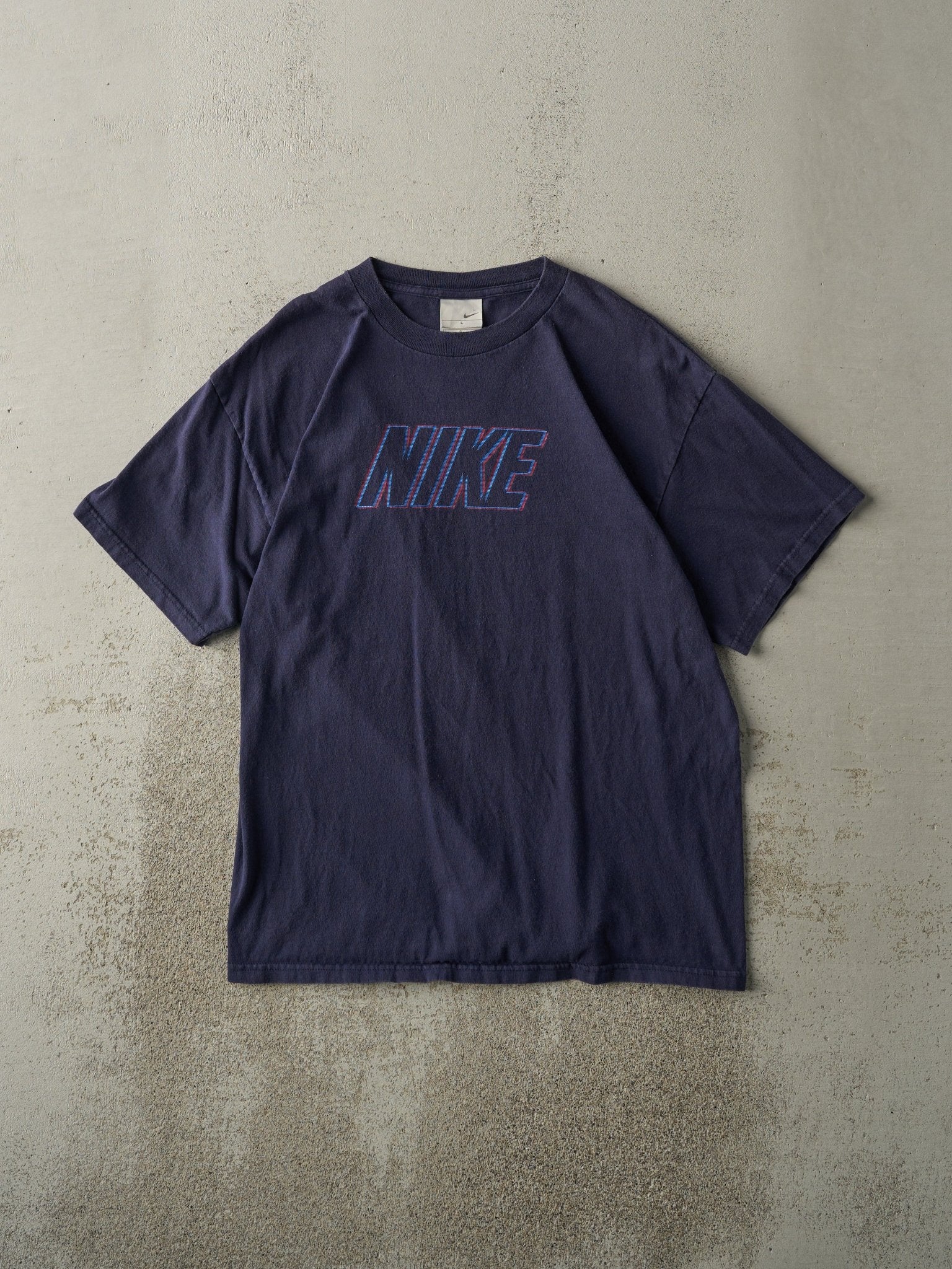 Vintage Y2K Navy Blue Nike Logo Tee (M)