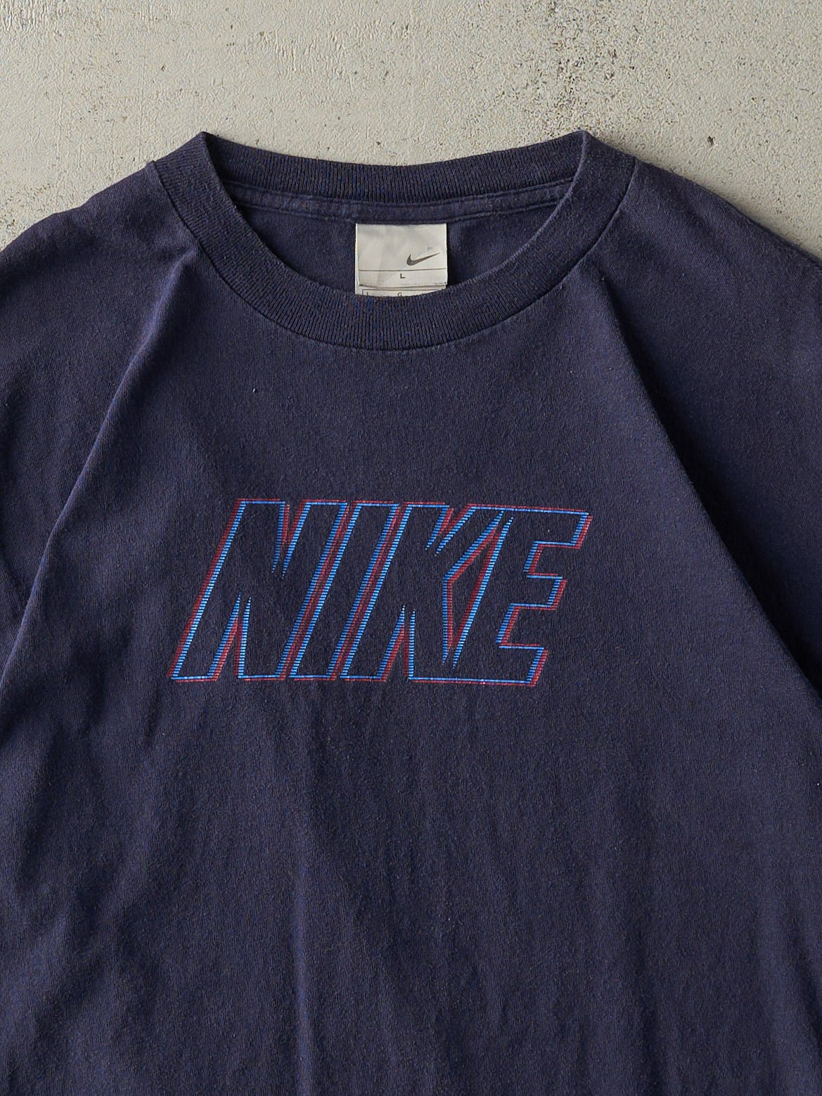 Vintage Y2K Navy Blue Nike Logo Tee (M)