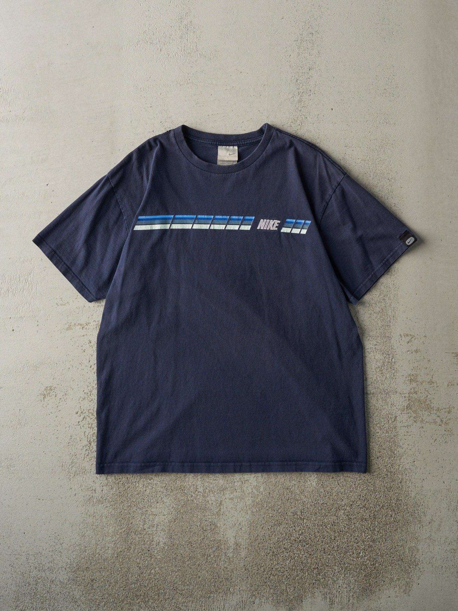 Vintage Y2K Navy Blue Embroidered Nike Tee (M)