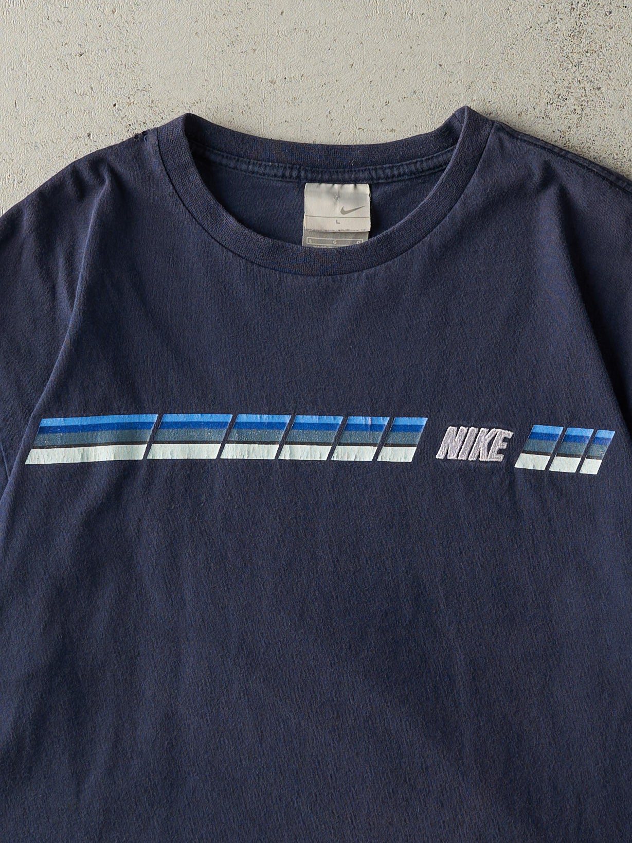 Vintage Y2K Navy Blue Embroidered Nike Tee (M)