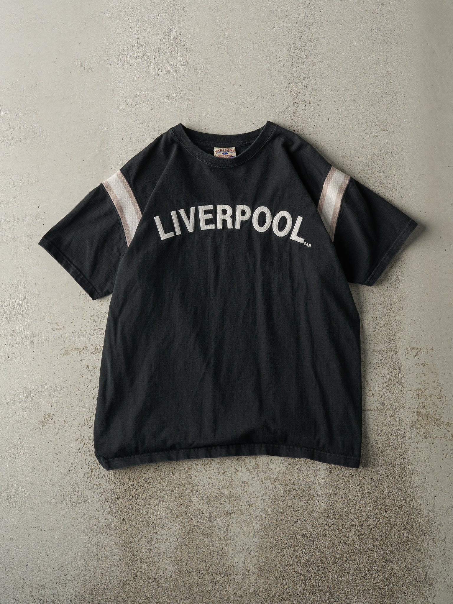 Vintage Y2K Black Embroidered Liverpool Tee (M)