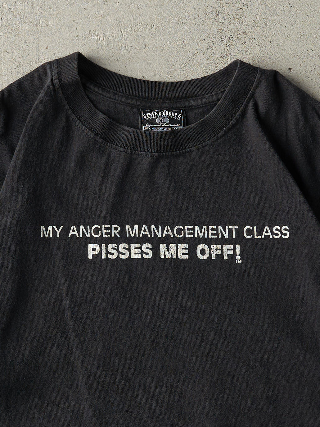 Vintage Y2K Black "Anger Management" Slogan Tee (L)