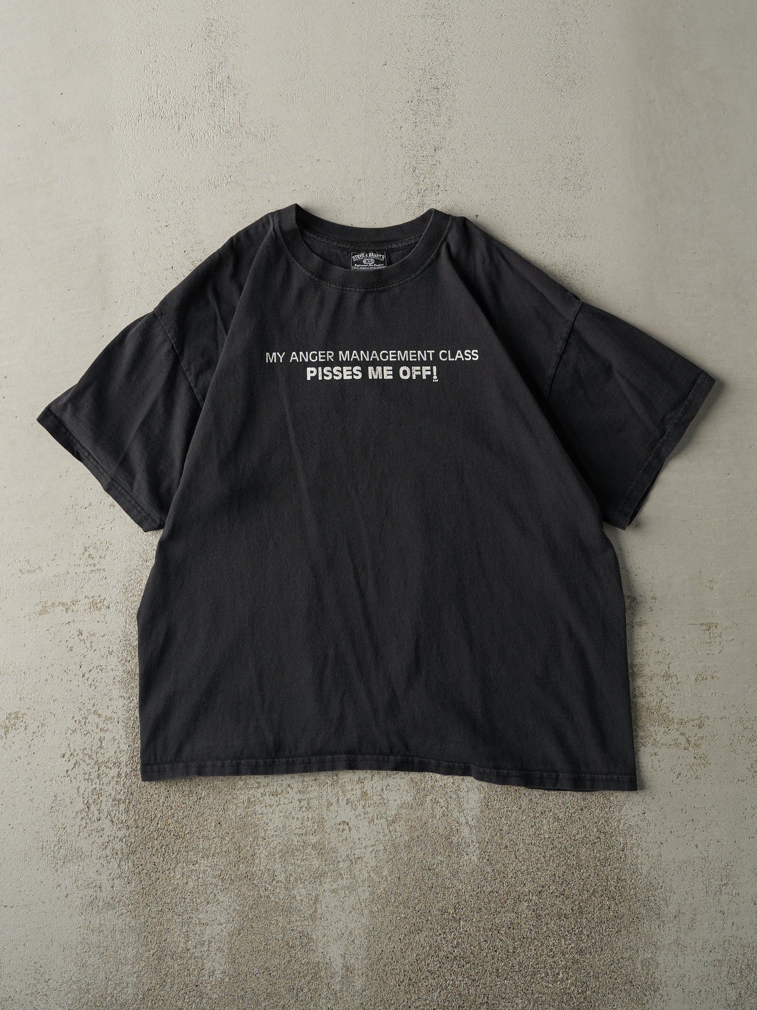 Vintage Y2K Black "Anger Management" Slogan Tee (L)