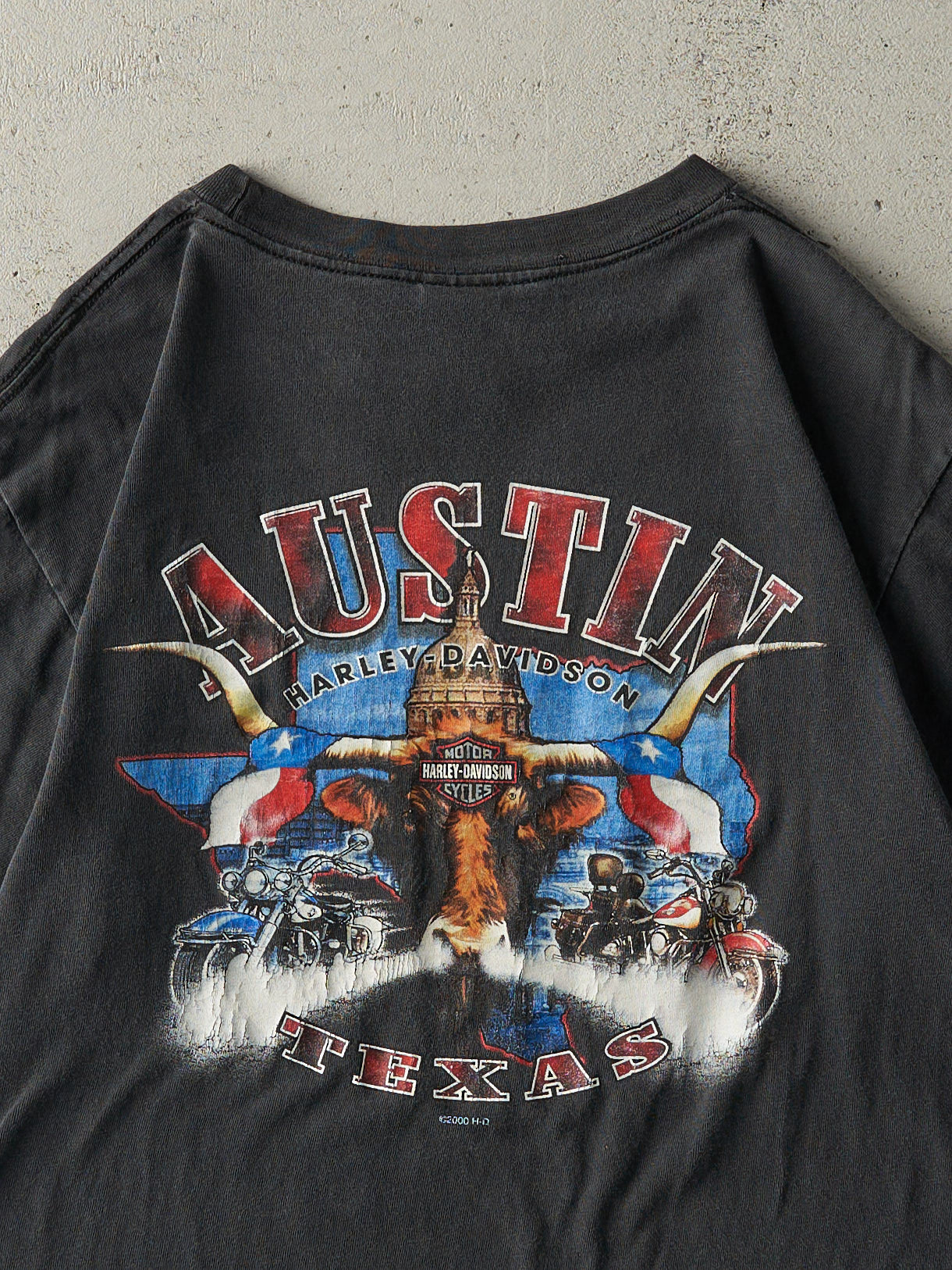 Vintage 01' Faded Black Austin Texas Harley Davidson Tee (M)