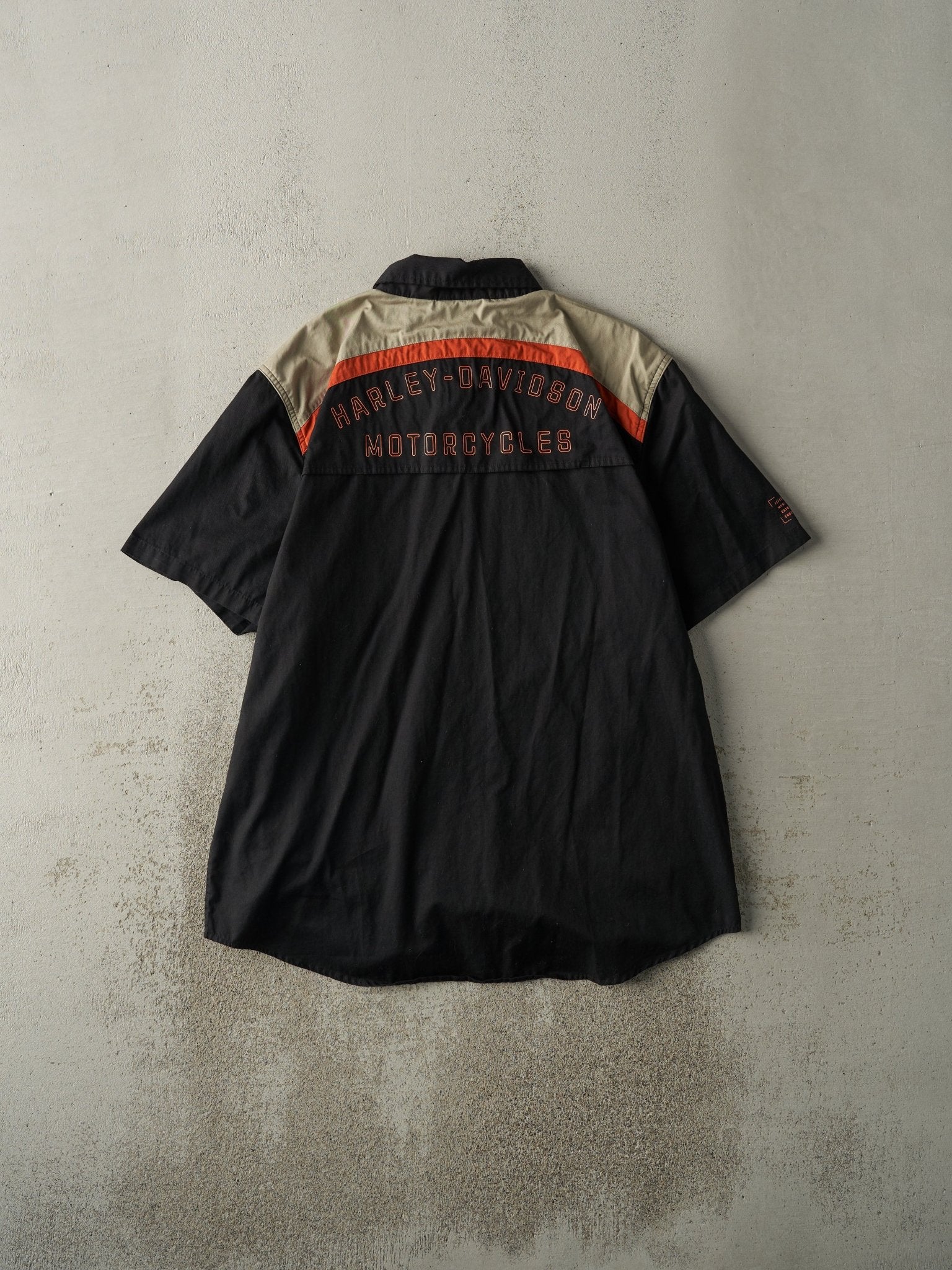 Vintage Y2K Black Harley Davidson Short Sleeve Button Up (L/XL)