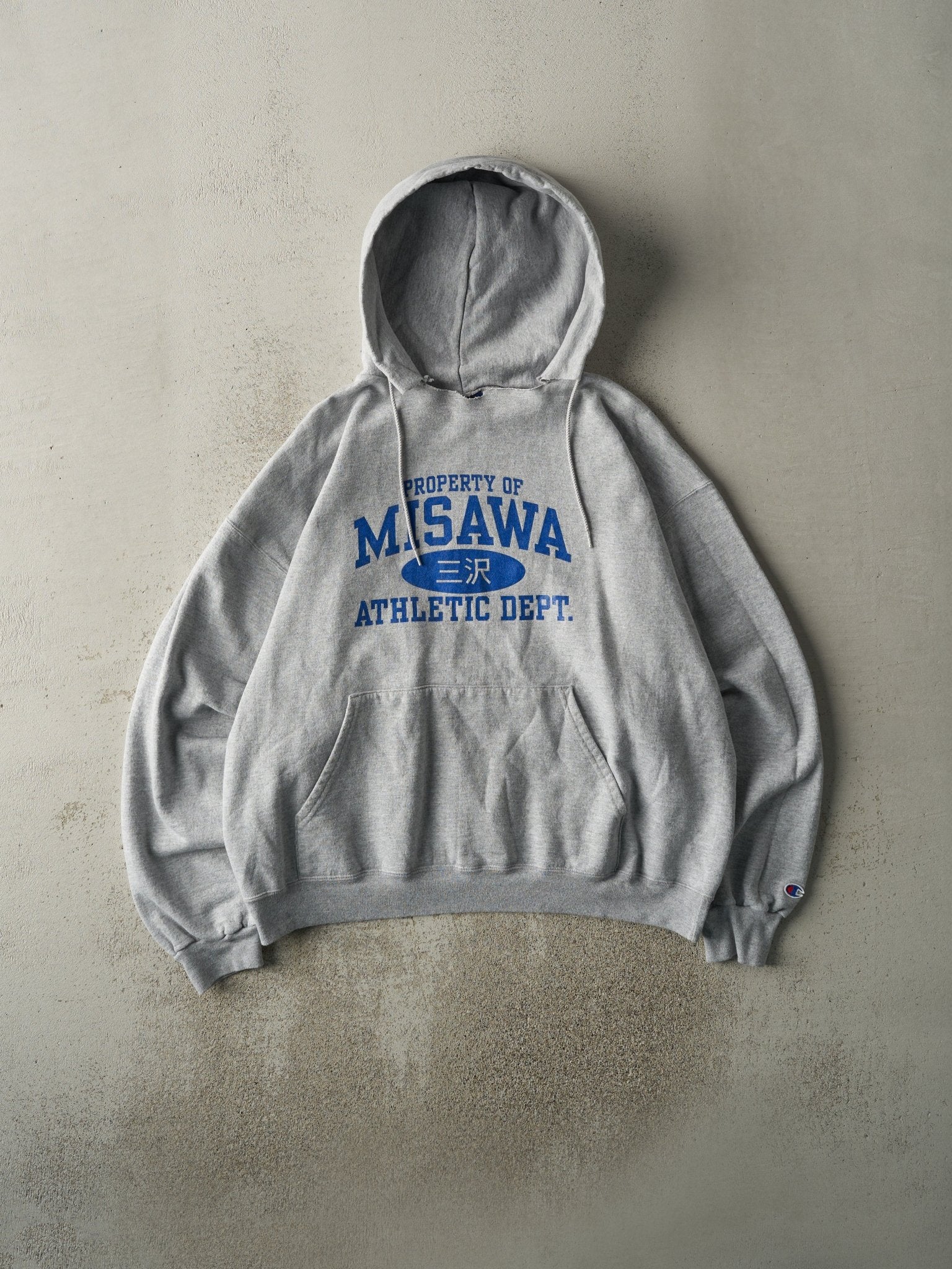 Vintage 90s Grey Champion Misawa Athletic Department Hoodie (L/XL)