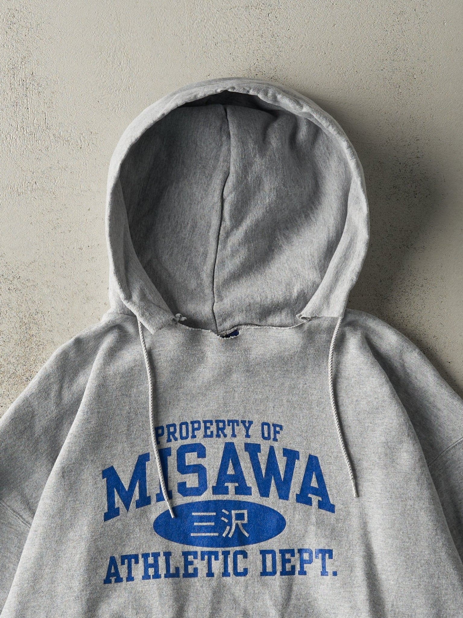 Vintage 90s Grey Champion Misawa Athletic Department Hoodie (L/XL)