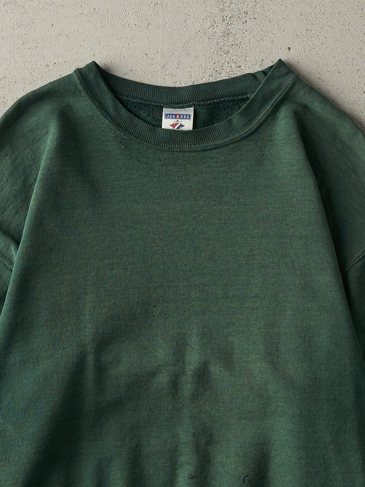 Vintage 90s Sun Faded Green Blank Crewneck (M)