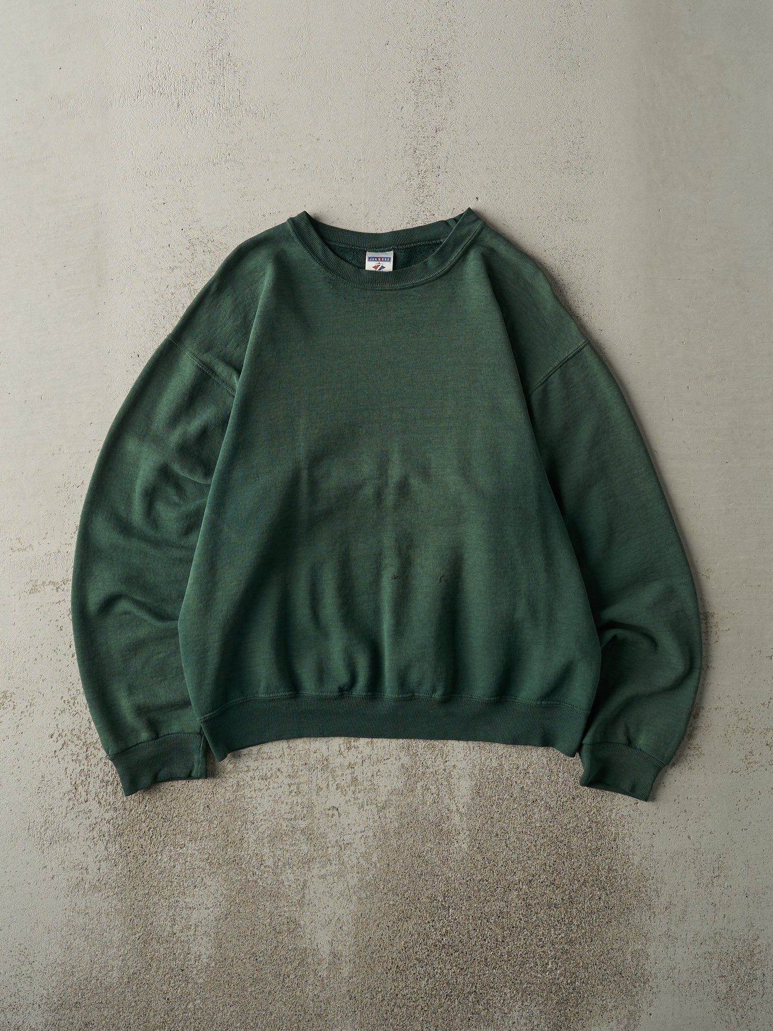 Vintage 90s Sun Faded Green Blank Crewneck (M)