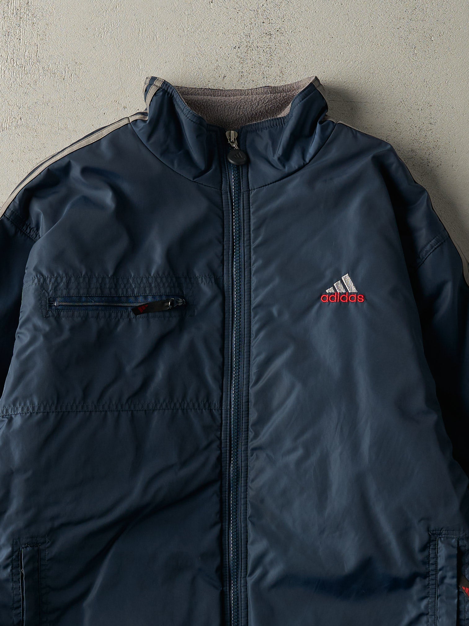 Vintage 90s Blue Adidas Fleece Lined Windbreaker Jacket (M/L)