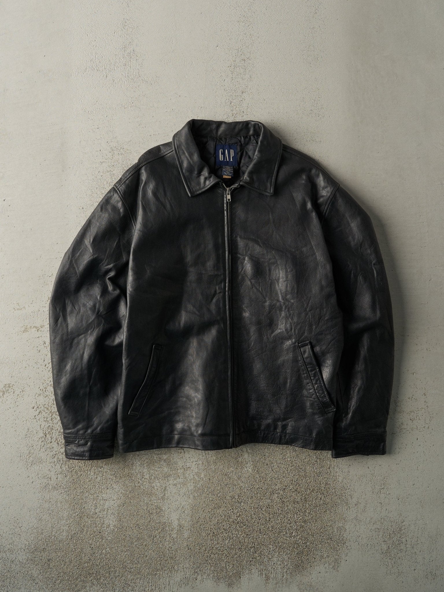 Vintage 90s Black Gap Leather Jacket (M)