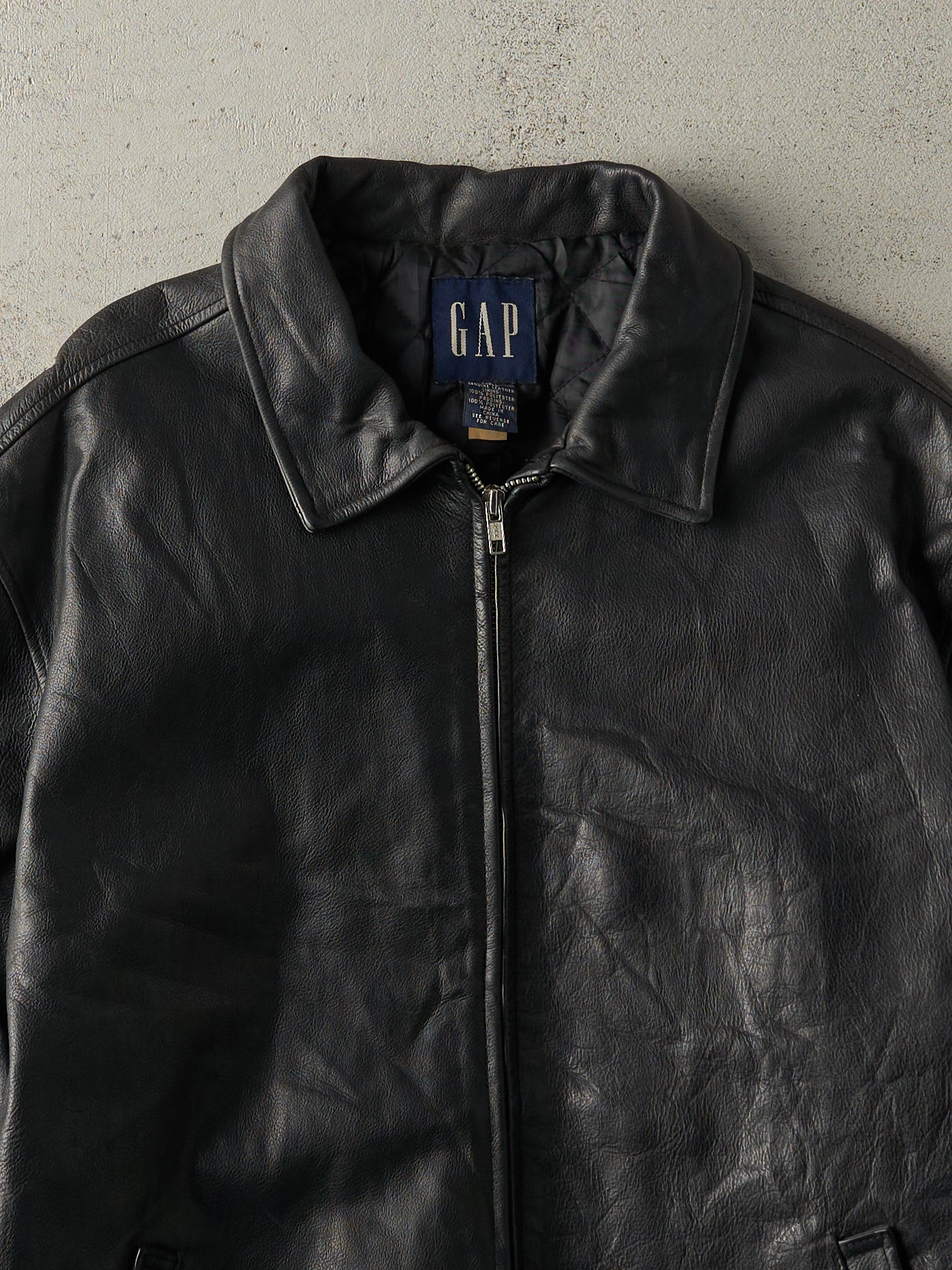 Vintage 90s Black Gap Leather Jacket (M)