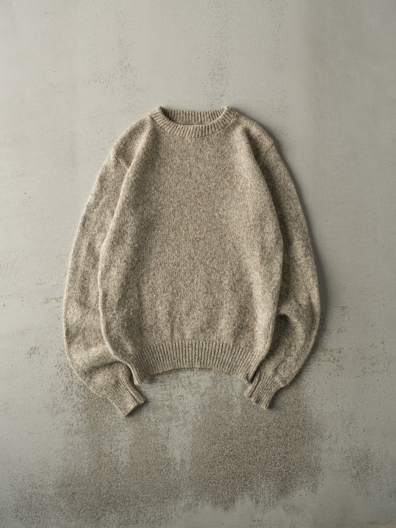 Vintage 90s Oatmeal Wool Knit Pullover (M)