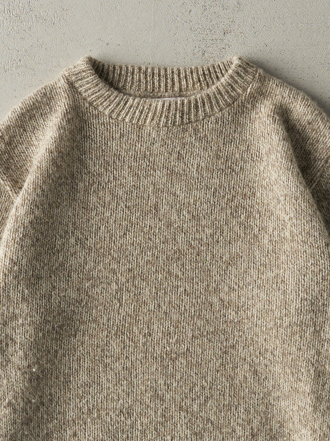 Vintage 90s Oatmeal Wool Knit Pullover (M)