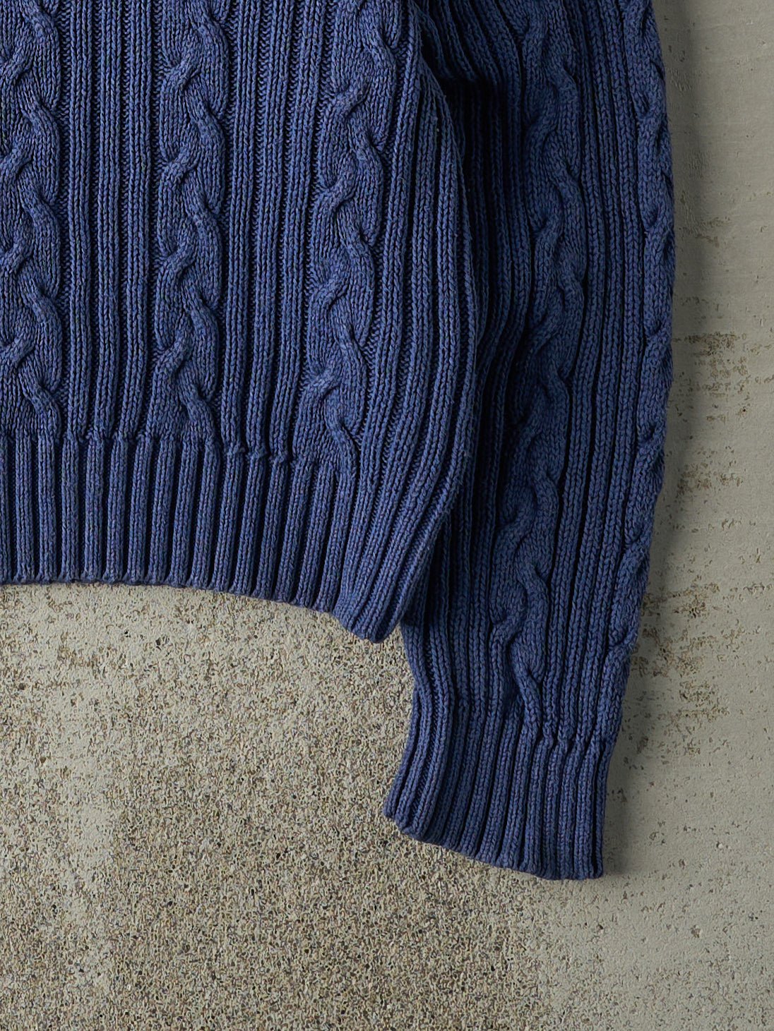 Vintage 90s Blue Eddie Bauer Cable Knit Pullover (L)