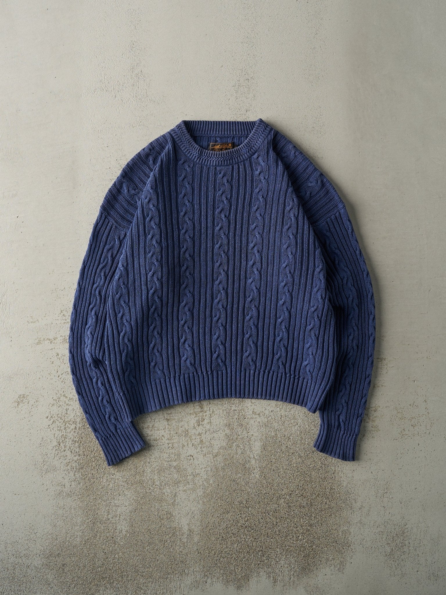 Vintage 90s Blue Eddie Bauer Cable Knit Pullover (L)