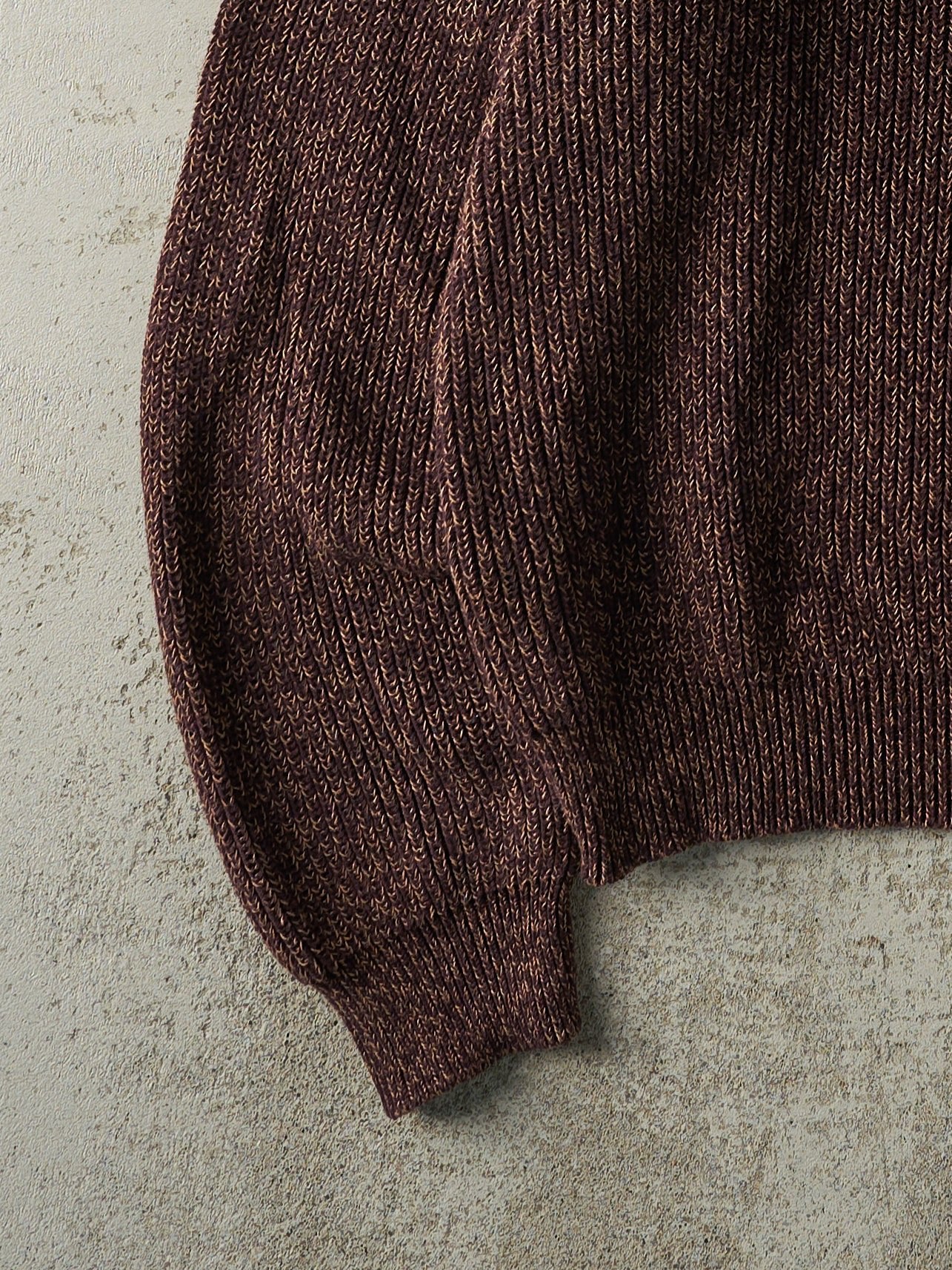 Vintage Y2K Burgundy Quarter Button Knit Sweatshirt (XXL)
