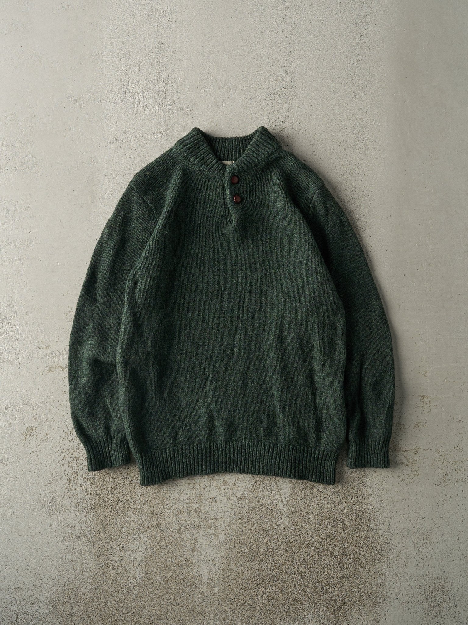 Vintage 90s Green LL Bean Quarter Button Knit (M)