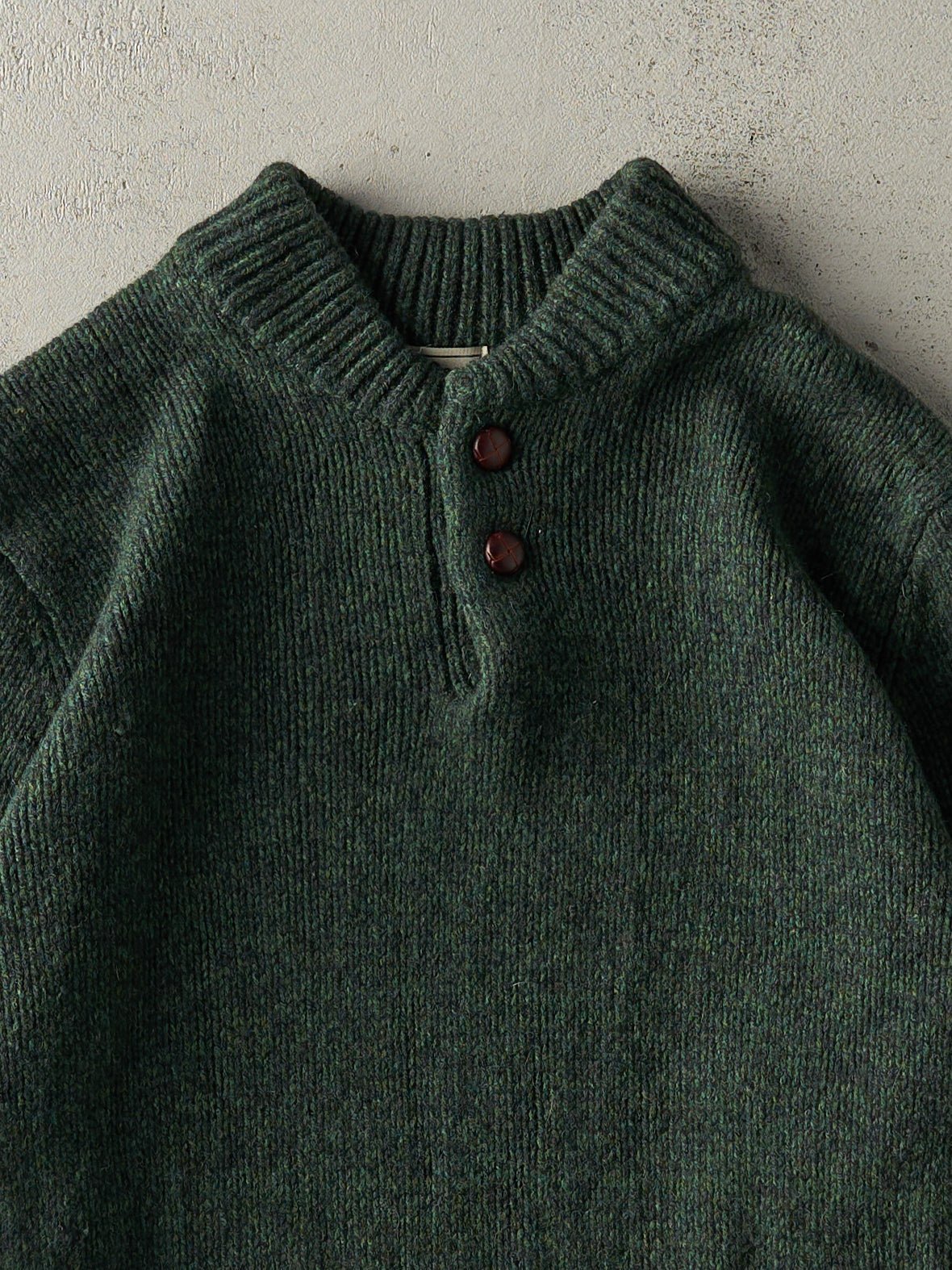 Vintage 90s Green LL Bean Quarter Button Knit (M)