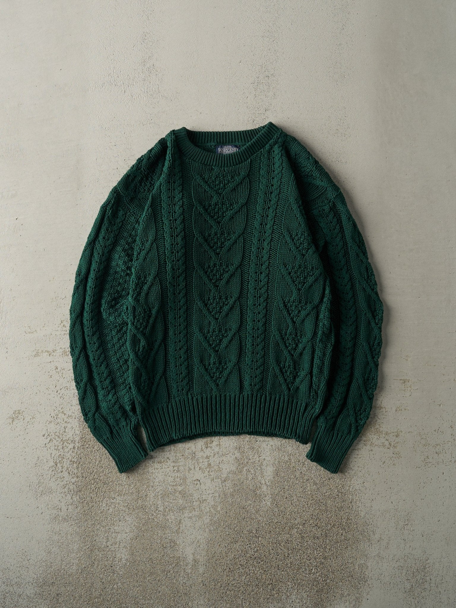 Vintage 90s Green Cable Knit Pullover (S/M)