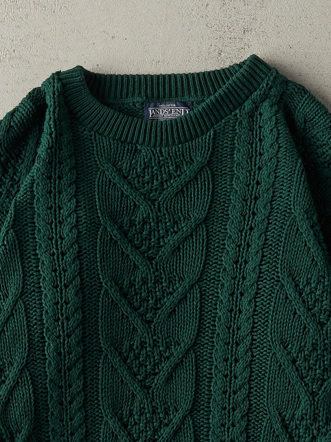 Vintage 90s Green Cable Knit Pullover (S/M)