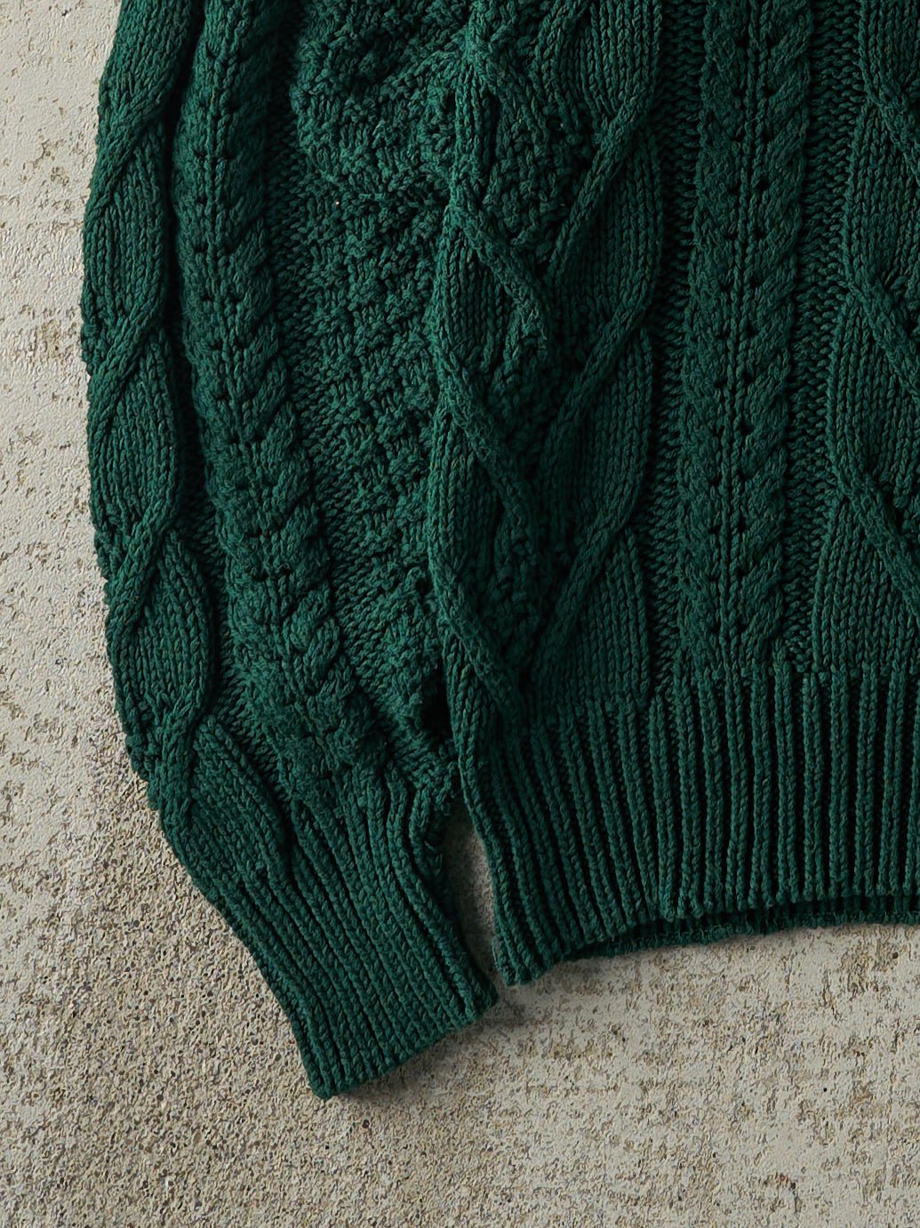 Vintage 90s Green Cable Knit Pullover (S/M)