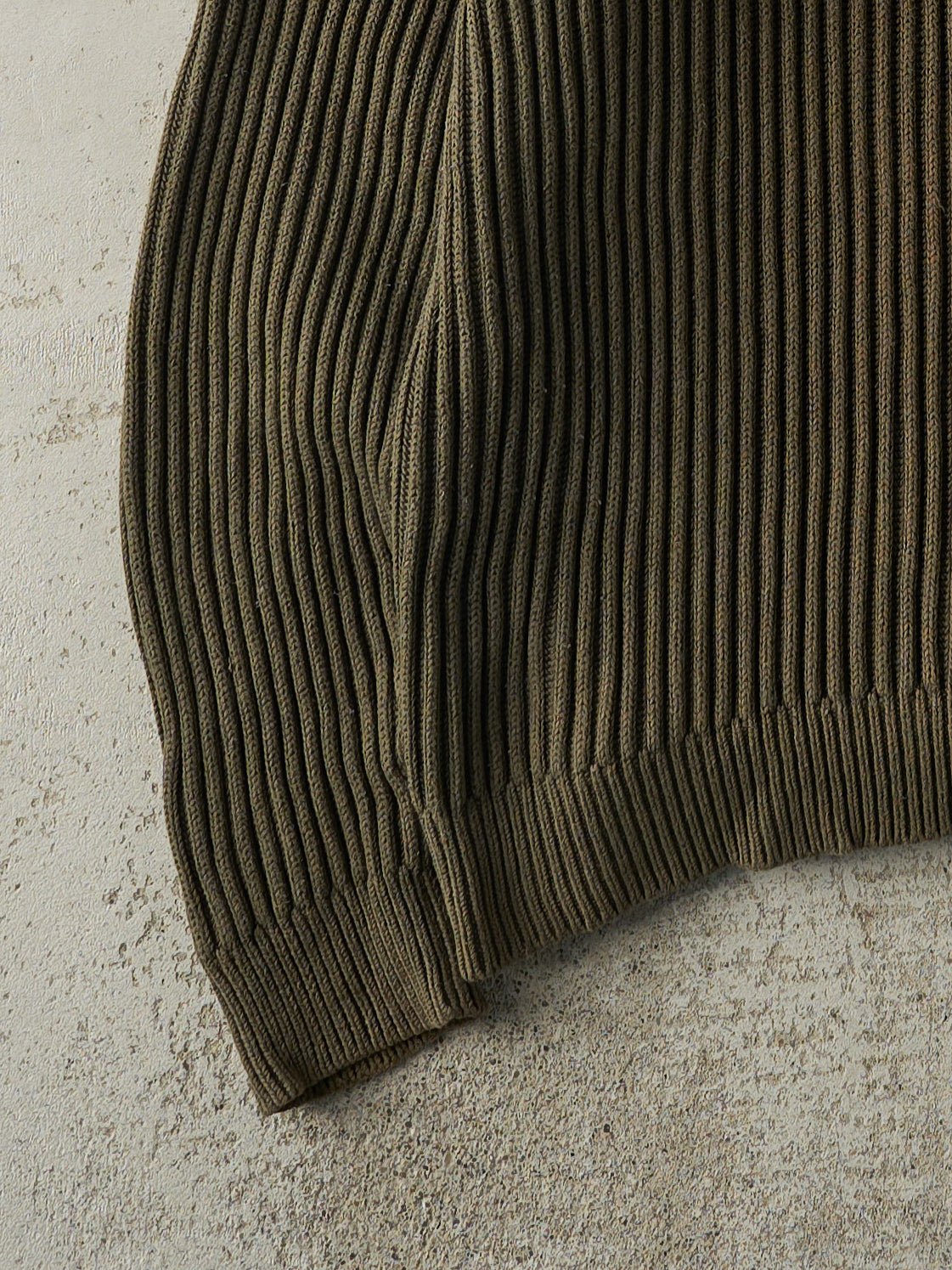 Vintage 90s Green Quarter Button Textrured Knit (L)