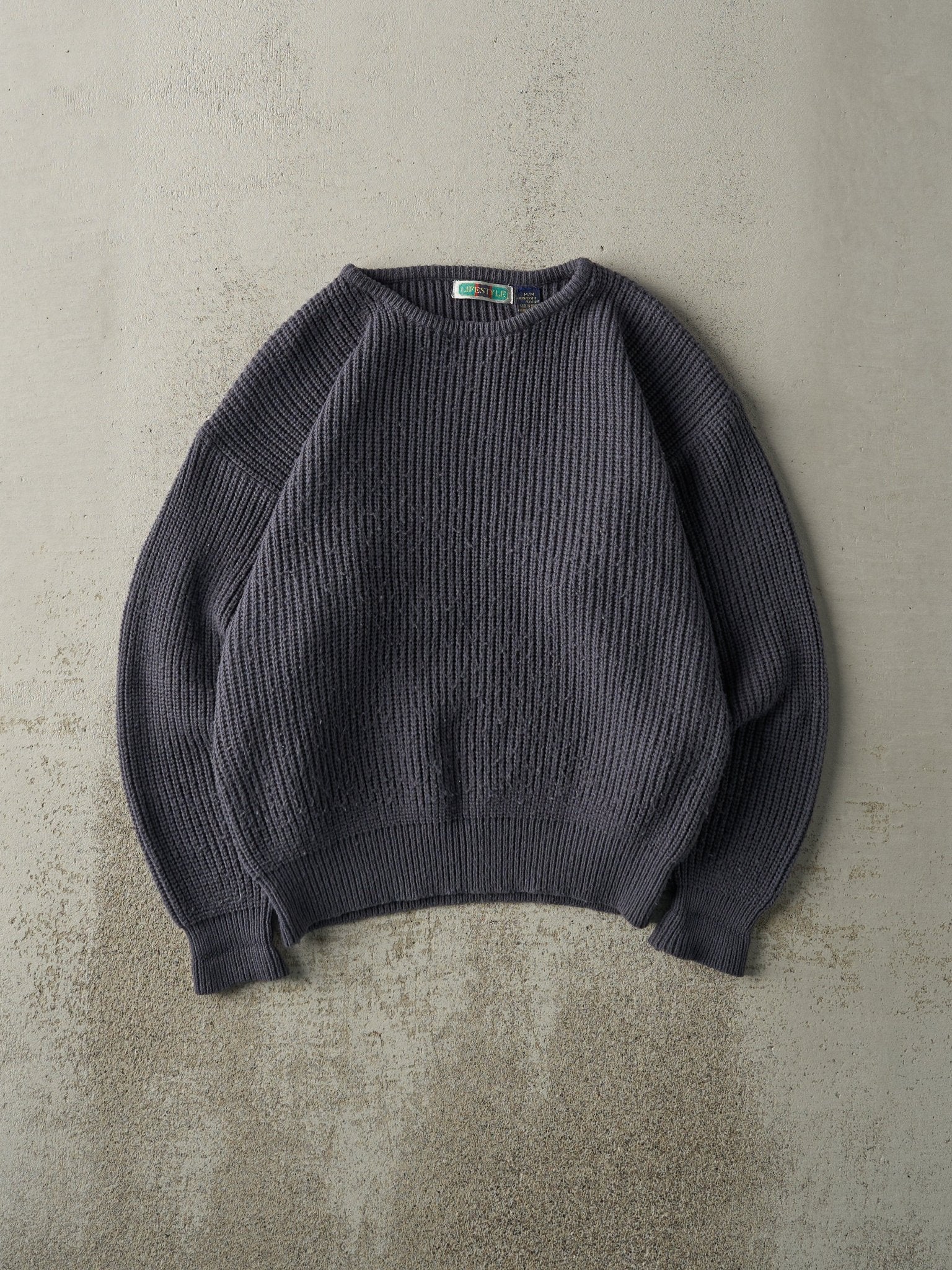 Vintage 90s Slate Blue Knit Pullover (M)