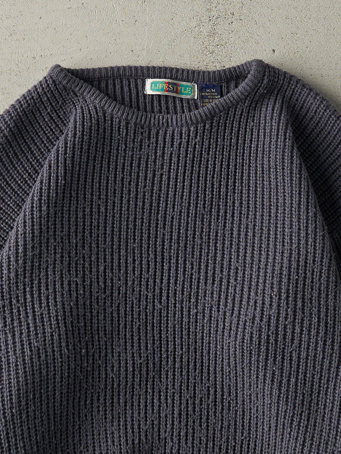 Vintage 90s Slate Blue Knit Pullover (M)