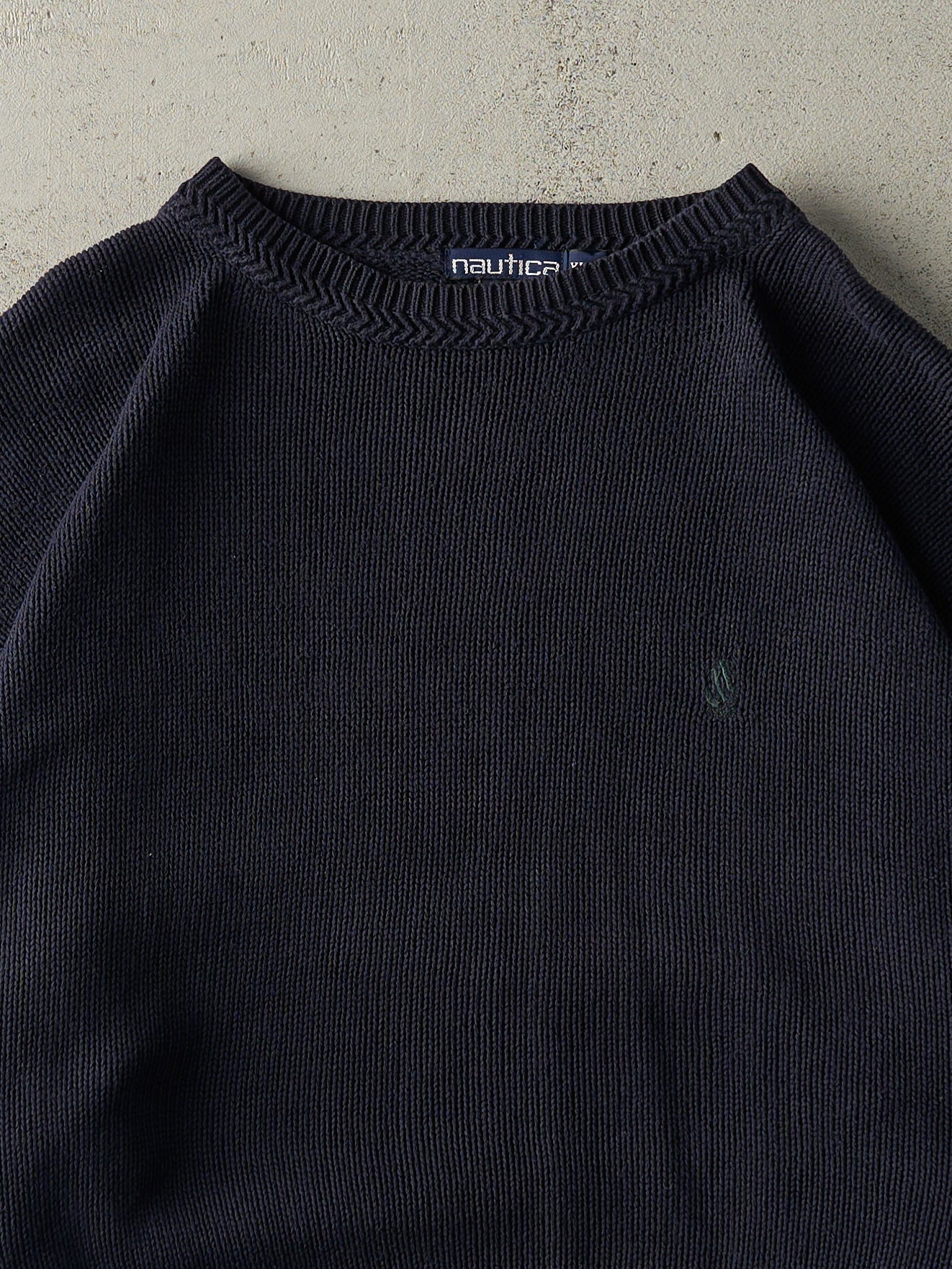 Vintage Y2K Navy Blue Embroidered Knit (XL/XXL)