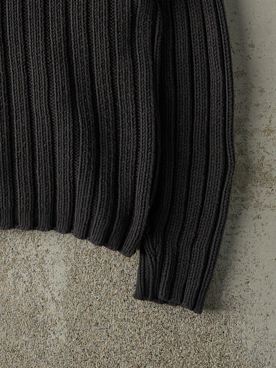 Vintage Y2K Faded Black Chunky Knit Pullover (L)