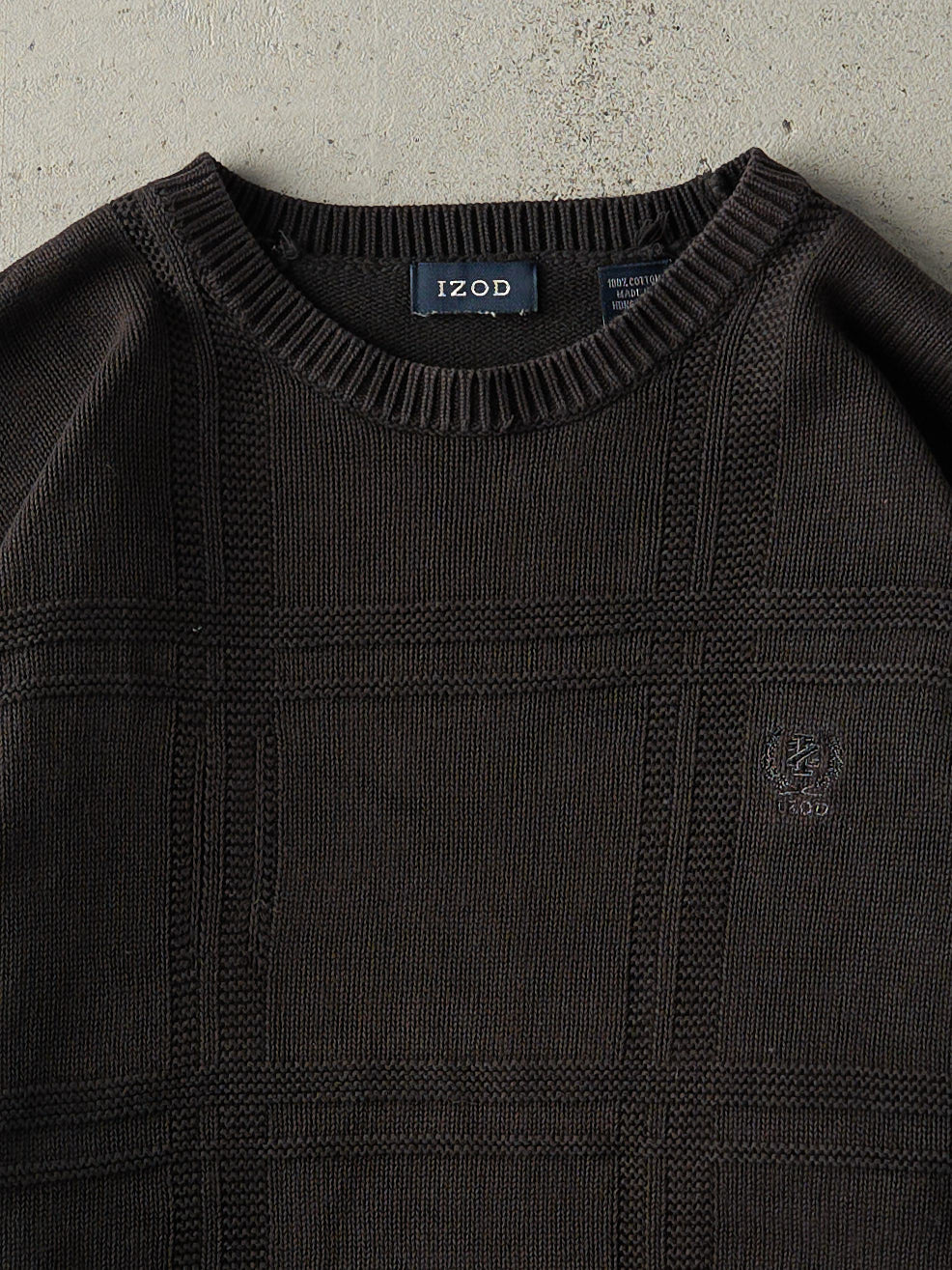 Vintage 90s Faded Black Izod Embroidered Knit (L)