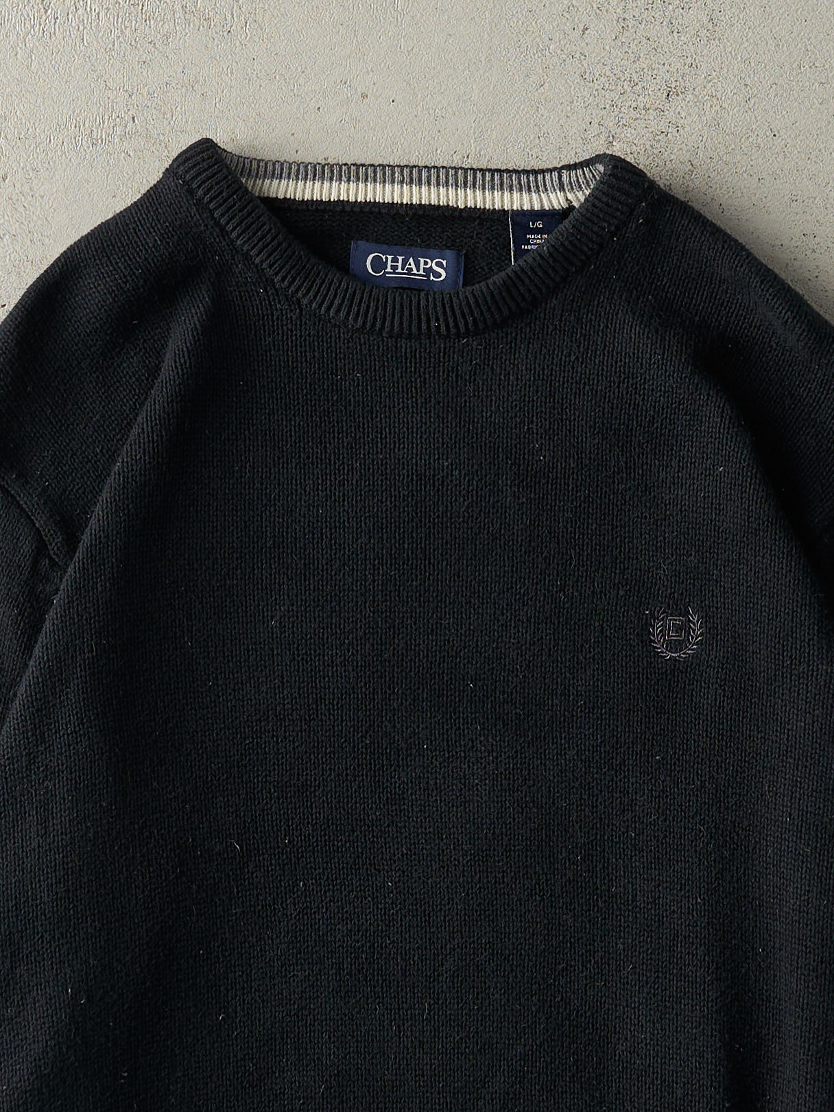 Vintage Y2K Black Chaps Ralph Lauren Knit Sweatshirt (L)