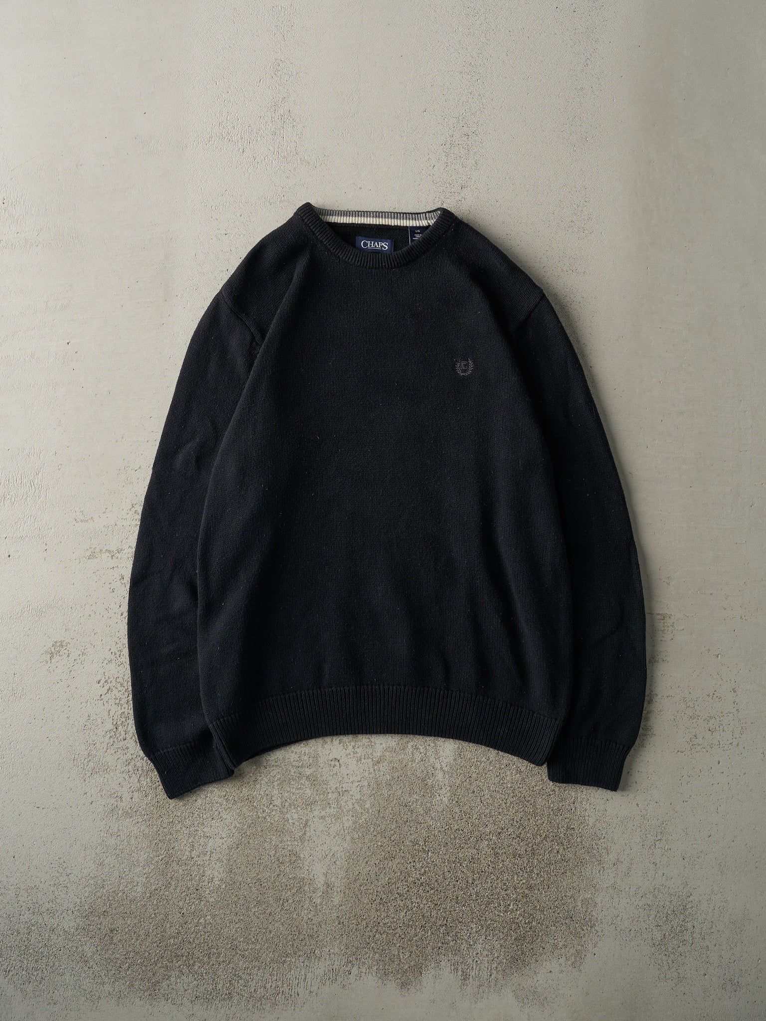 Vintage Y2K Black Chaps Ralph Lauren Knit Sweatshirt (L)