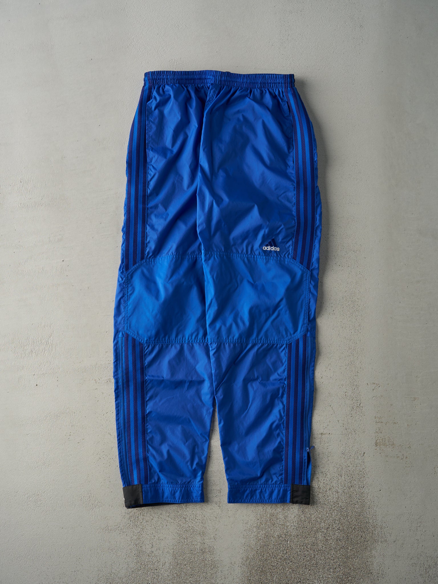 Vintage 90s Blue Adidas Striped Double Knee Windbreaker Pants (30x30)