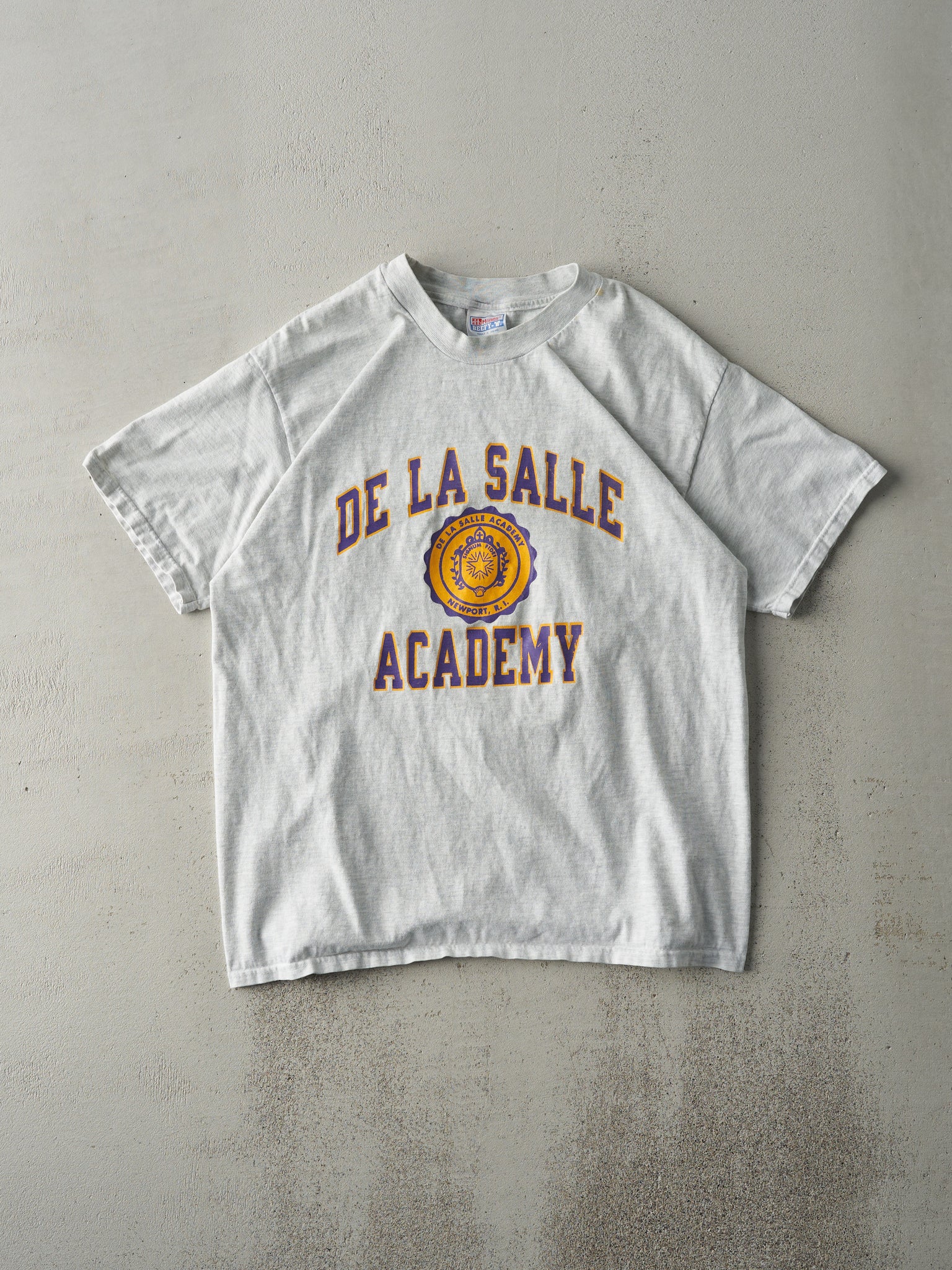 Vintage 90s Heather Grey De La Salle Academy Tee (M)