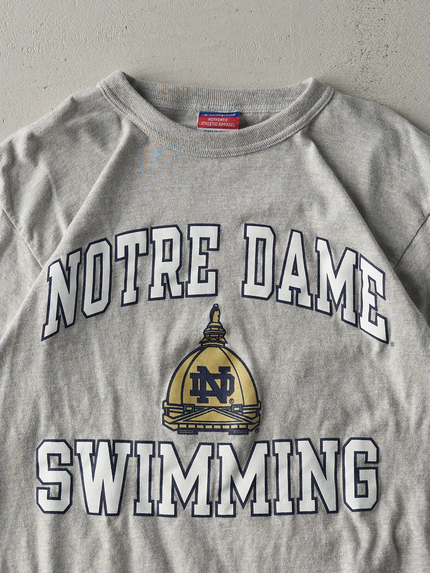 Vintage 90s Grey Champion Notre Dame Swimming Tee (S)